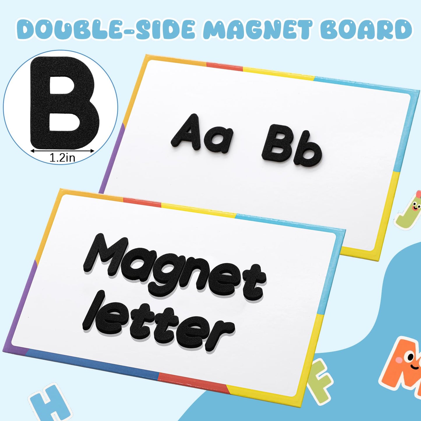 MotiMind 246 Pcs Soft Foam Magnetic Alphabet Letters Kit EVA Alphabet Learning Toys with Whiteboard and Pens Fridge Magnets for Preschool Kids Toddler Spelling and Learning (Boho Color)