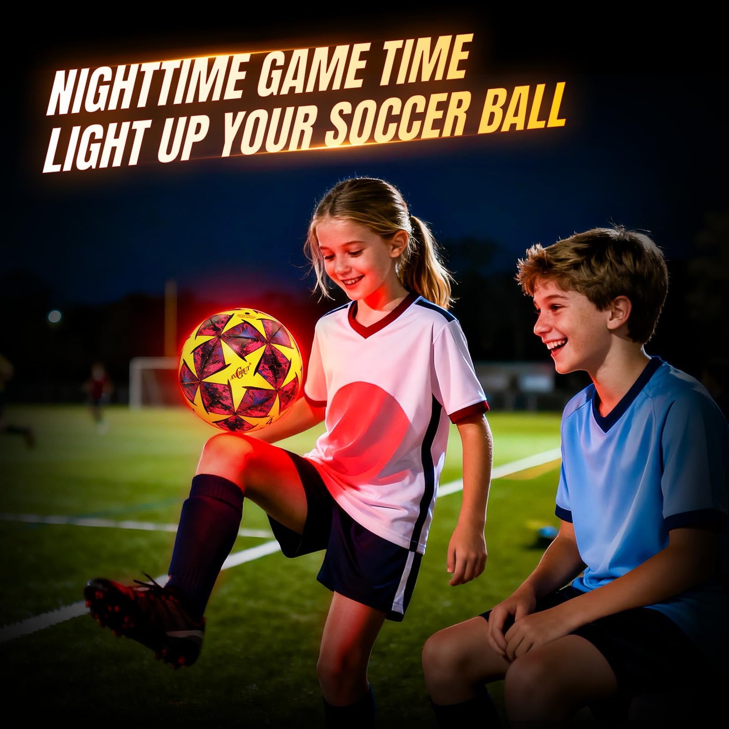 ANCBRUT Light Up Soccer Ball, Glow in The Dark LED Soccer Ball Size 4