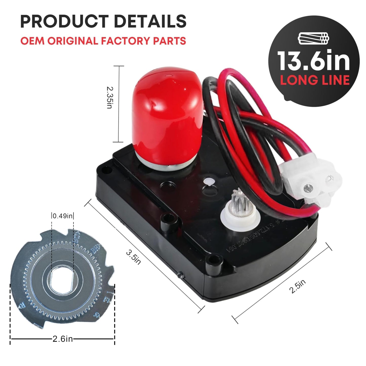 Tesidol 7286039 WS26X10021 7281291 7384691 Water Softener Valve Motor Original Equipment Manufacturer (OEM) Part Black with Gear 7283489