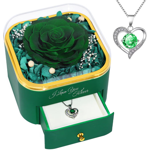 Beferr Birthday Gifts for Women Preserved Real Rose with Necklace Eternal Roses Forever Flowers for Delivery Anniversary Mothers Gifts for Mom Her Grandma Wife Sister from Daughter Son