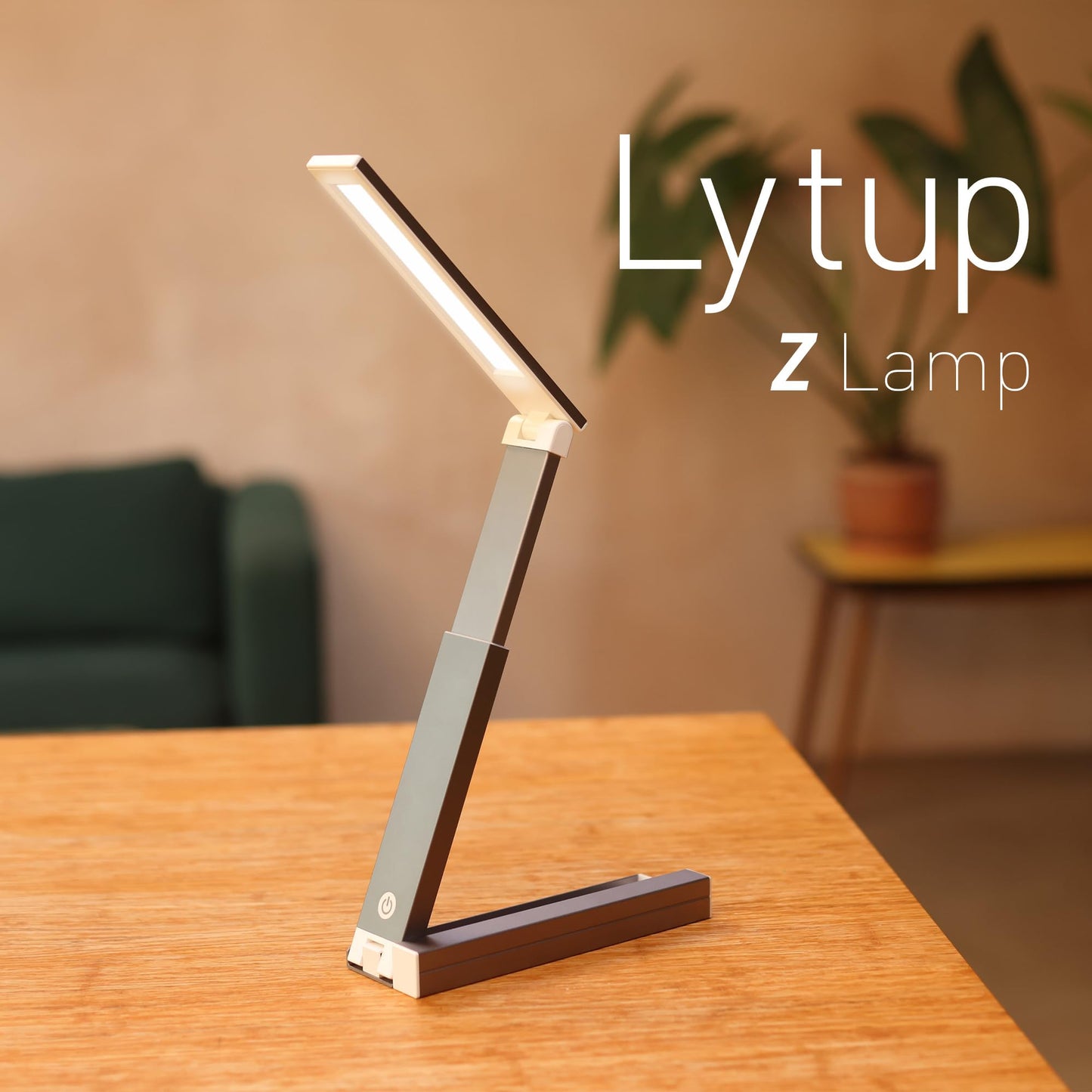 LYTUP Portable LED Desk Lamp – Ultra-Compact, Foldable, Adjustable Brightness, 180-Degree Rotation, Type-C Fast Charging for Home, Office, Travel, Multi-Purpose Use - Grey