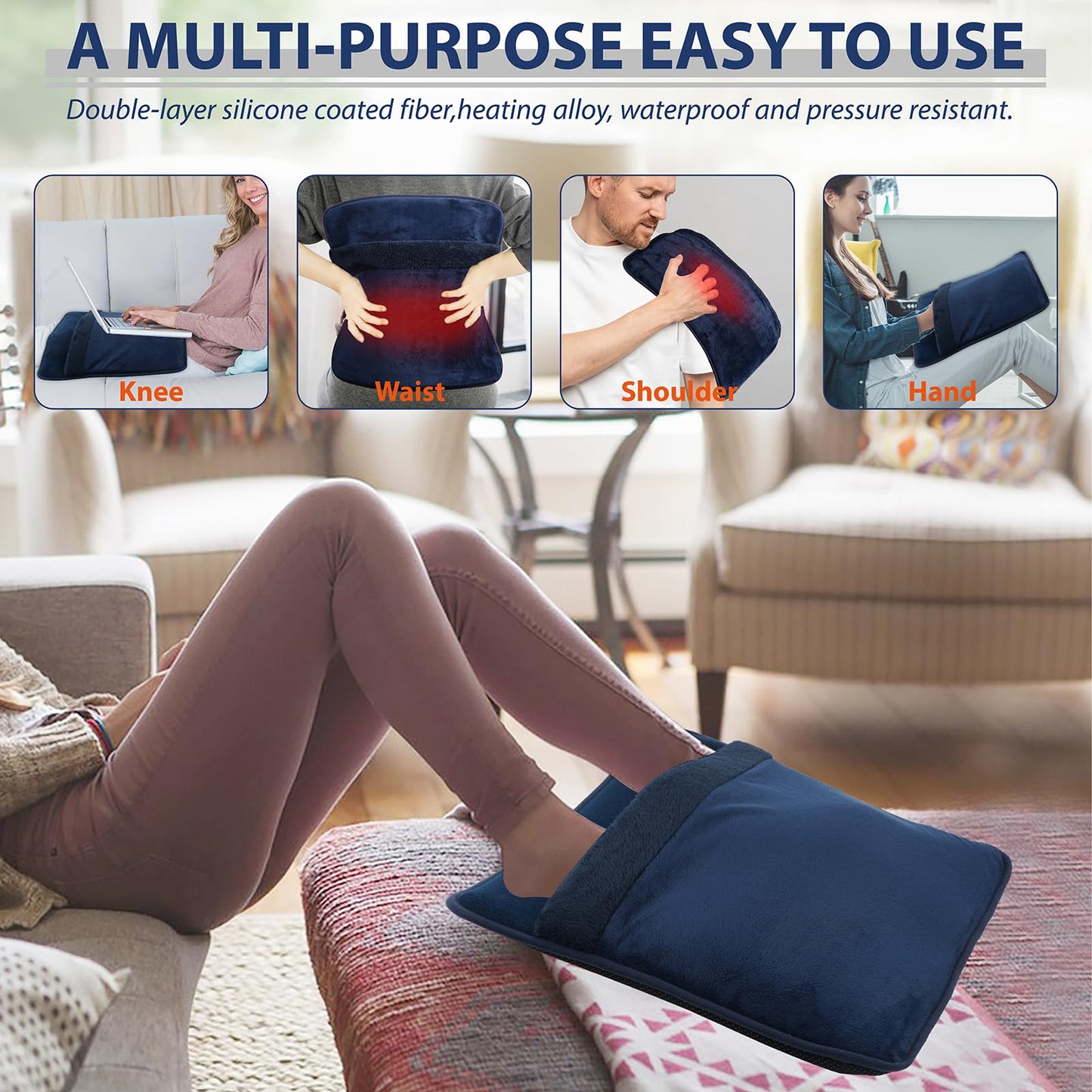 Heated Electric Pad for Foot,Double-Sided Heating,6 Fast Heating Settings 3 Timers,10 ft Cord Electric Fast Heat Pad with Heat Settings Under Desk,Bed,Office,Home, Valentine's Day Gift