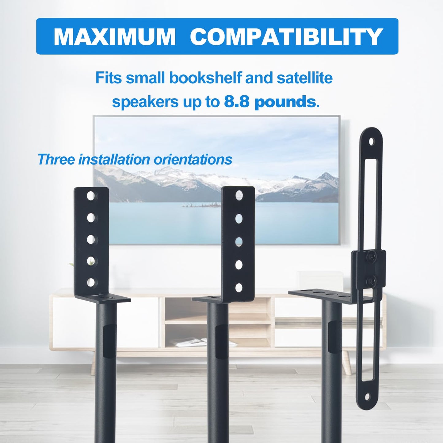 Howonder Speaker Stands,All Metal Speaker Stands Pair for Satellite & Small Bookshelf Speakers，Adjustable Height from 33" to 48",Holds up to 8.8 lbs,Easy DIY Assembly,HD-718,2 Packs,Black