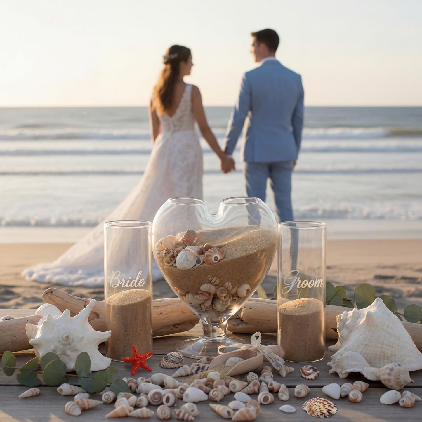Fiwochic Natural 5.5 LB Sand and 1000 Pcs Tiny Sea Shells Mixed Ocean Beach Seashells Decorative Sand for DIY Craft Vase Filler Wedding Home Decor Beach Theme Party