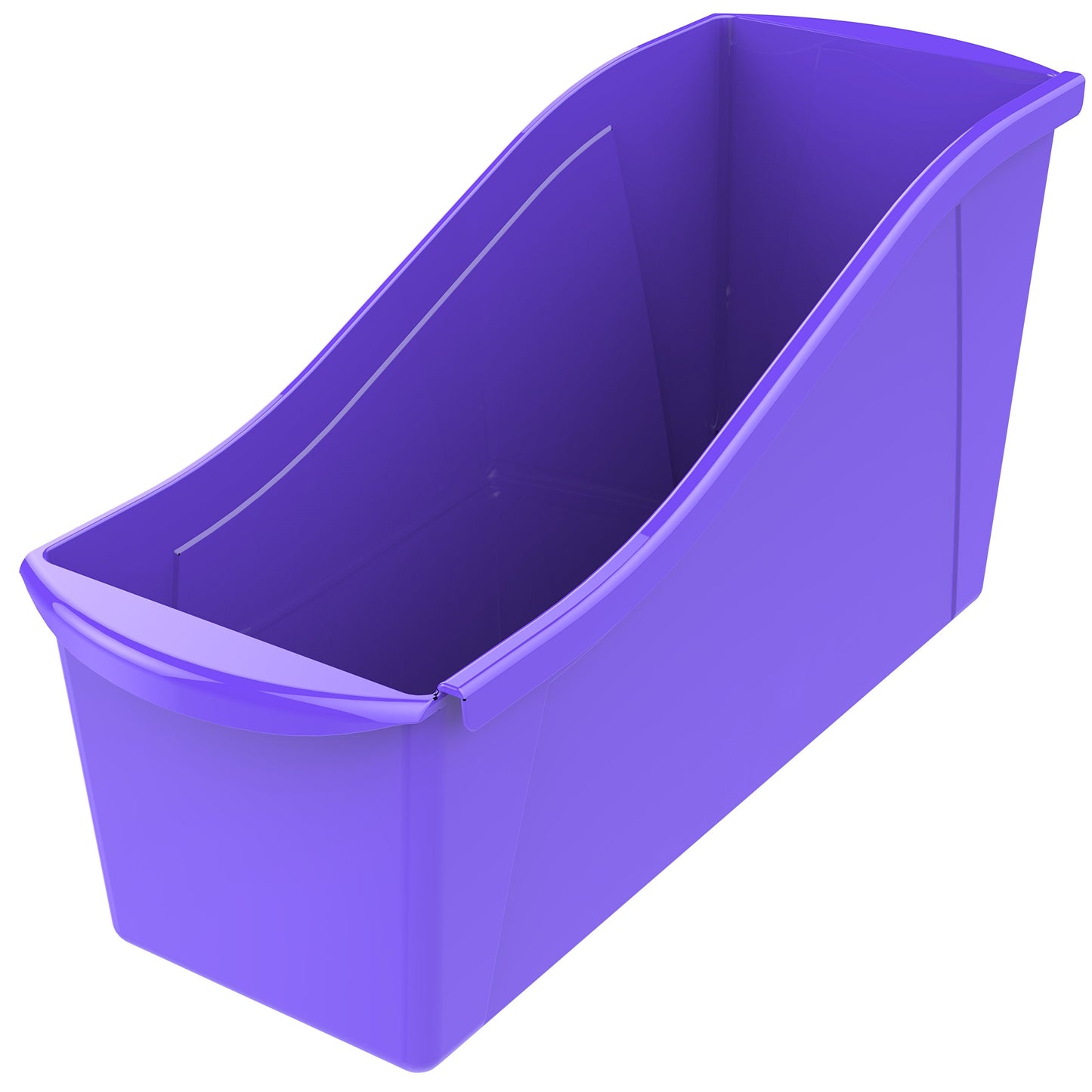 Storex Large Book Bin, Interlocking Plastic Organizer for Home, Office and Classroom, Purple, 6-Pack (71117U06C)