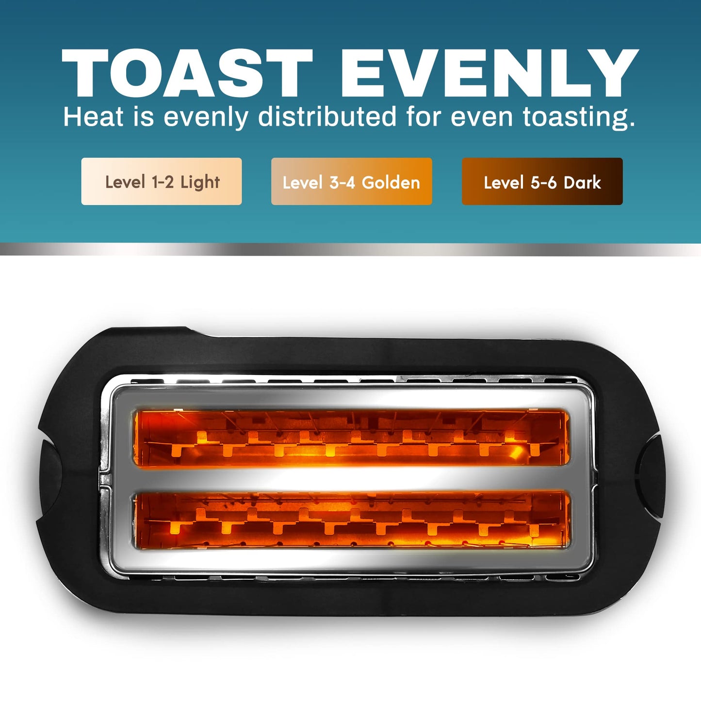 Elite Gourmet ECT4400B# Long Slot 4 Slice Toaster, Countdown Timer, 6 Toast Setting, Defrost, Cancel Function, Built-in Warming Rack, Extra Wide Slots for Bagel Waffle, Stainless Steel