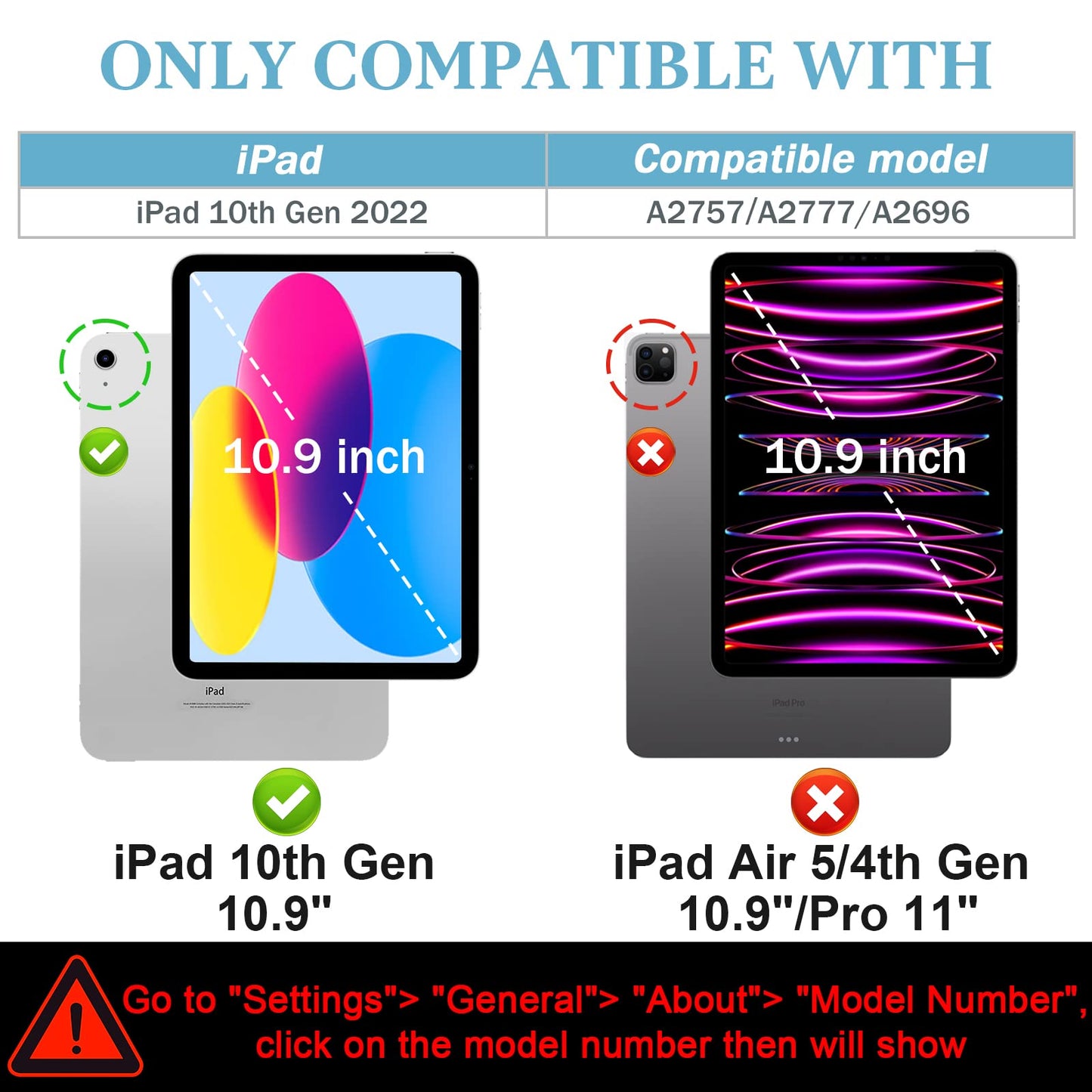 Nitupai Case for iPad 10th Generation Case for Kids iPad Case 10th Generation 10.9 Inch 10th Gen Case Pen Holder Screen Protector Kids Boys Cover iPad 10th Generation Thickned Cornor, Red Black