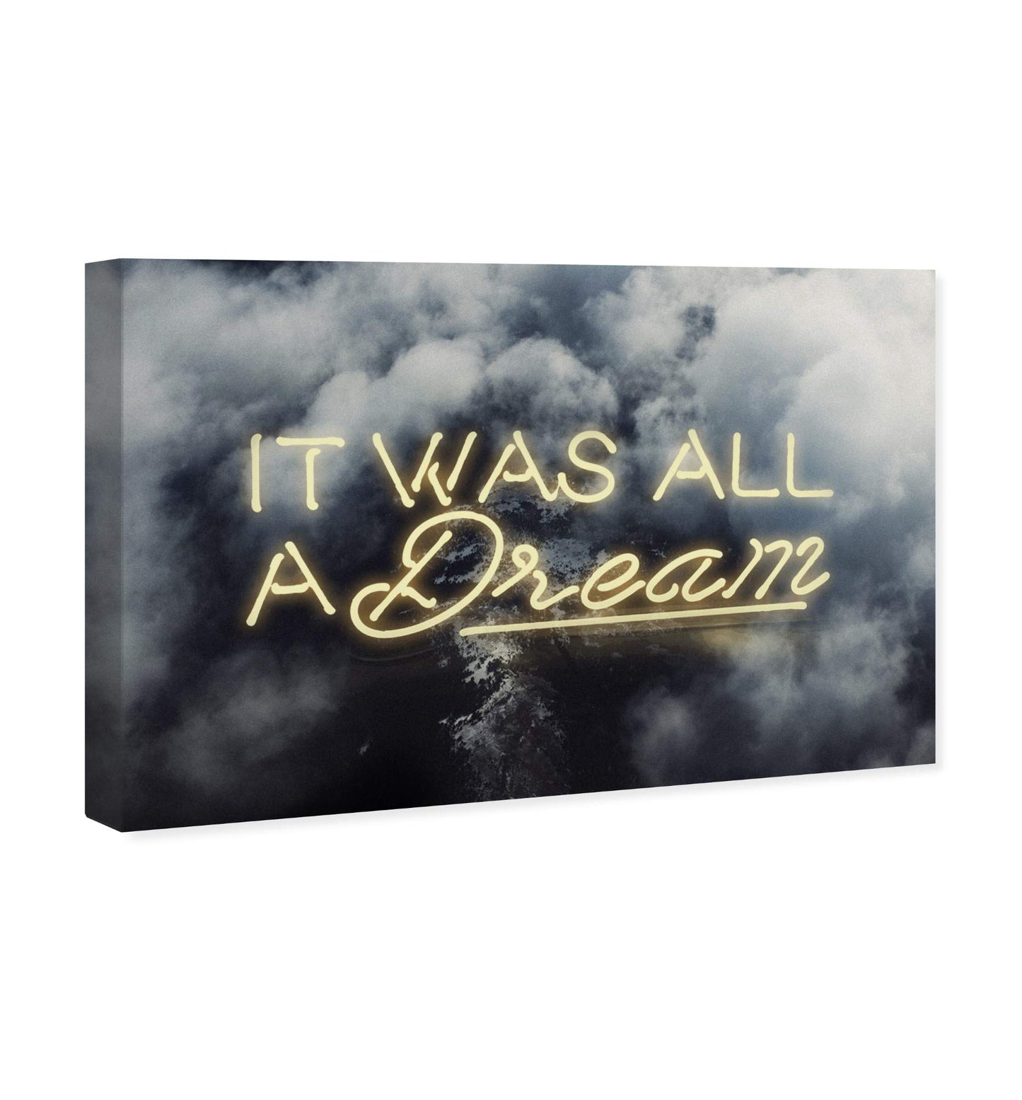 The Oliver Gal Artist Co. Typography and Quotes Wall Art Canvas Prints 'IT was All A Dream Home Décor, 36 in x 24 in, Yellow, Gray