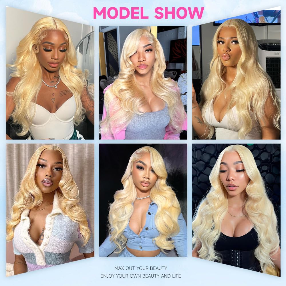 JINNOO 30 Inch 613 13x6 Lace Front Wig Human Hair 200 Density Blonde Wig Human Hair 613 HD Lace Frontal Wig Body Wave Lace Front Wigs Human Hair Pre Plucked Glueless Blonde Human Hair Wigs