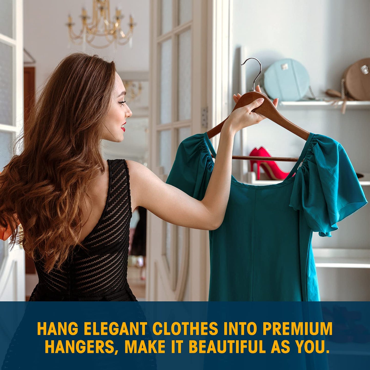Ulimart Wood Hangers - 60 Pack Solid Shirt Hangers, Heavy Duty & Slim Wooden Hangers, for Suit, Coat, Jacket, Pants (Walnut)