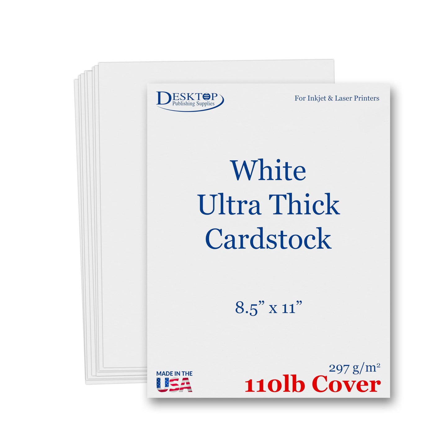 White 110lb Cover (300gsm) Cardstock 8.5x11 - Ultra Heavyweight Thick Card Stock, Smooth Bright White Printer Paper - Invitations, Menus, Posters, Brochures, Crafts - Inkjet/Laser Printers -200 Sheets