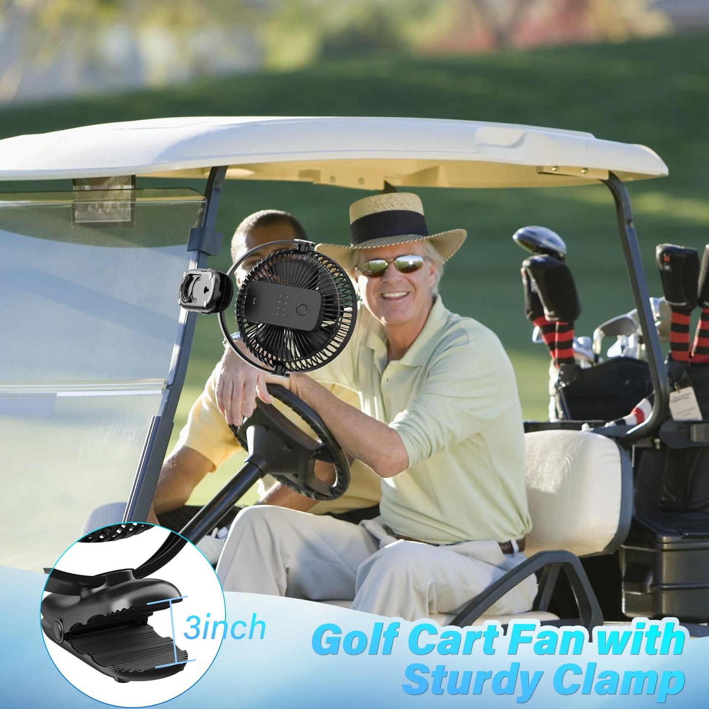 BIVBTP 12000mAh Clip on Fan 30H Longest Runtime, 8in Portable Fan Rechargeable, Ultra Quiet with Heavy-Duty Clamp, USB Desk Fans for Golf Cart,Office Desk, Treadmill, Camping, Bedroom