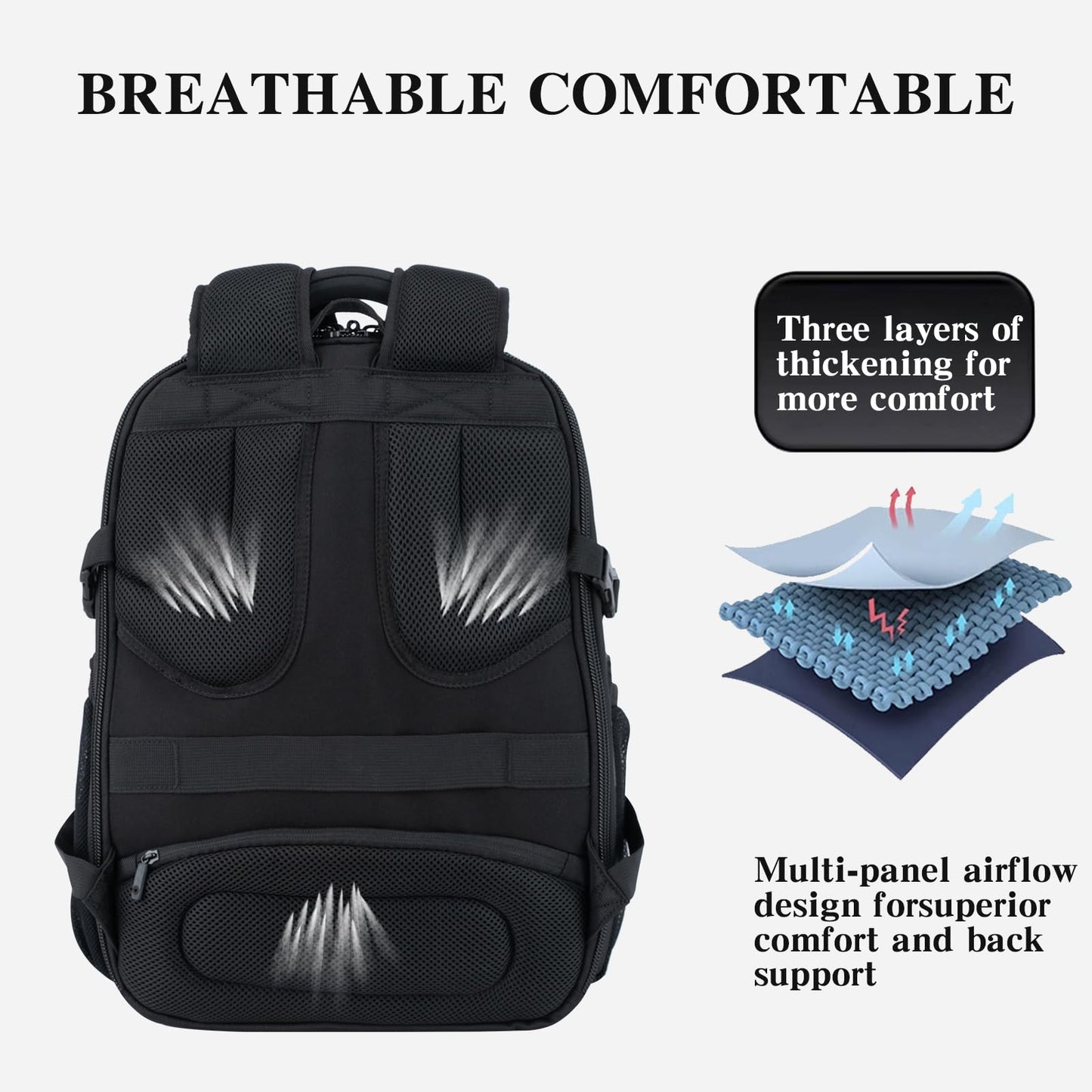 EMPSIGN Travel Laptop Backpack for men, 17.3 Inch Computer Backpack, 45L Anti-Theft Business Laptop Backpack with USB Charging Port, Water-Repellent Work College School Backpack for Men Women, Black