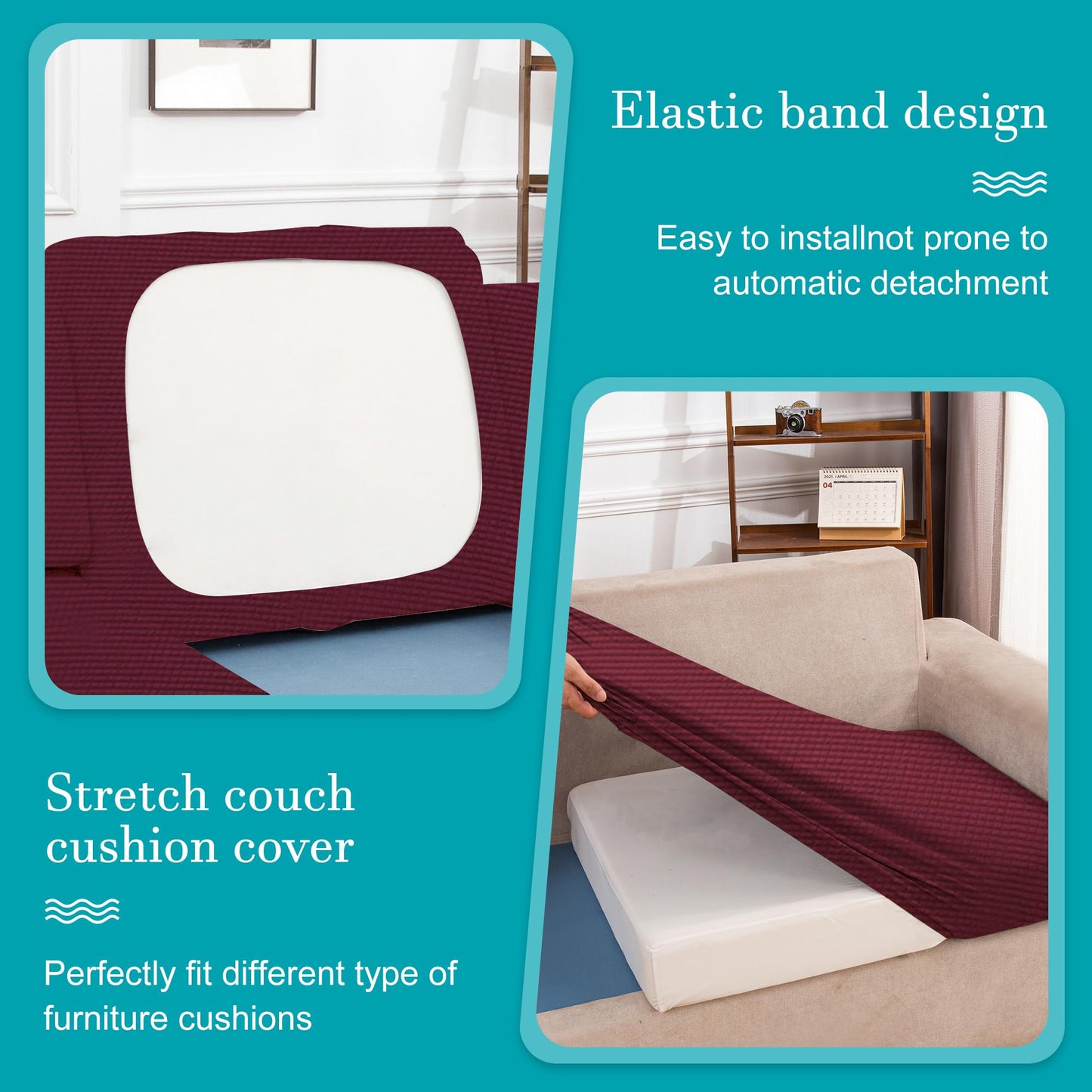 14Pcs Stretch Patio Cushion Covers,Outdoor Couch Covers Replacement,Outdoor Couch & Sofa Slipcovers,for Patio Furniture Cushion Covers,Washable Reusable Furniture Protector (Wine red,Cover Only)