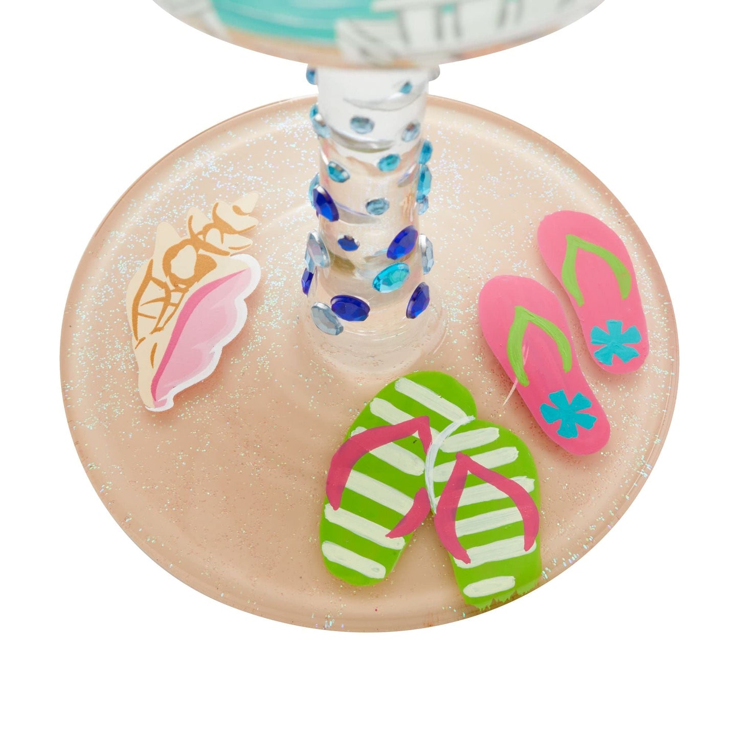 Enesco Designs by Lolita Sun on the Beach Artisan Hand-Painted Wine Glass, 15 Ounce, Multicolor