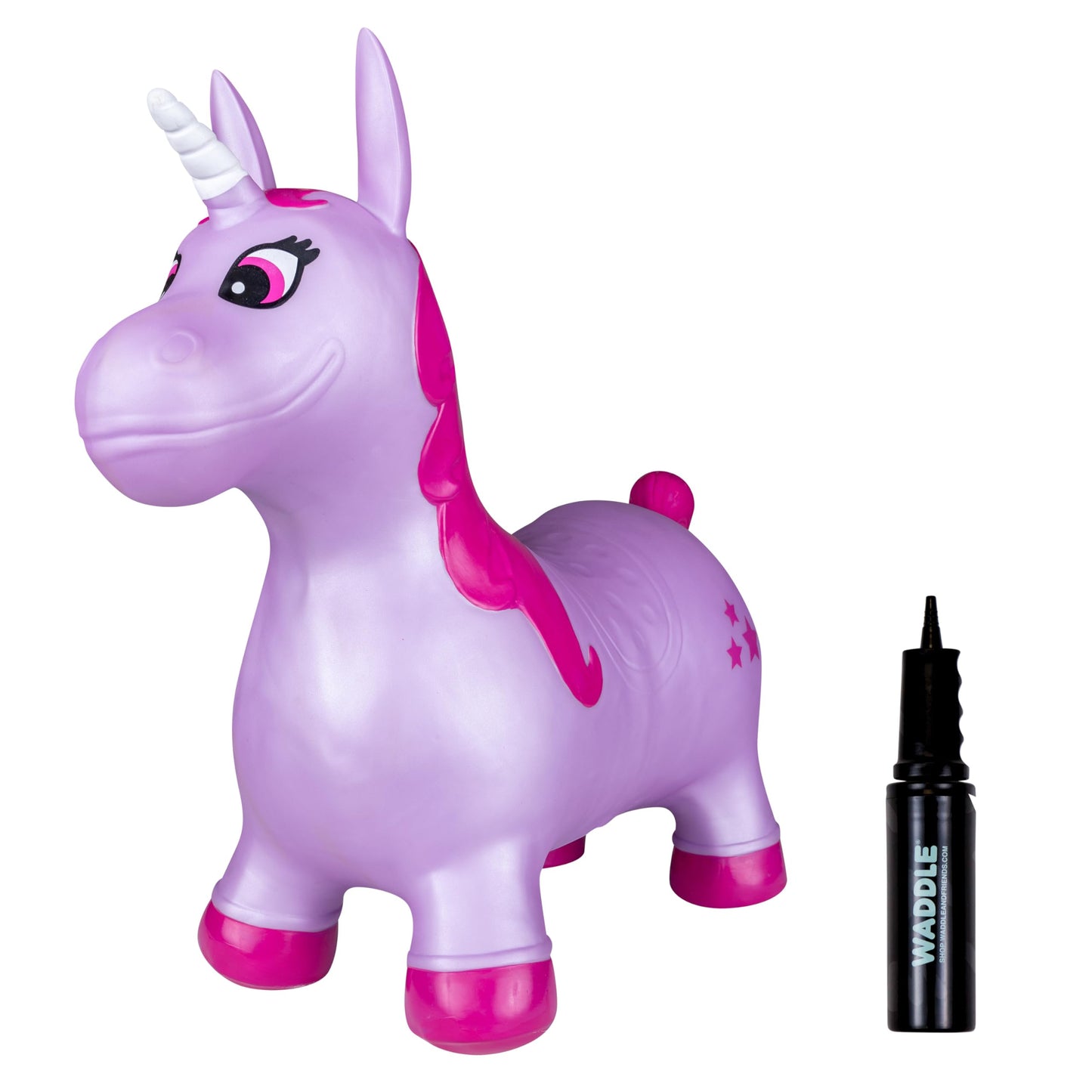 Waddle Bouncy Hopper Inflatable Hopping Animal, Indoors and Outdoors Toy for Toddlers and Kids, Pump Included, Boys and Girls Ages 2 Years and U (Purple Pink Unicorn)