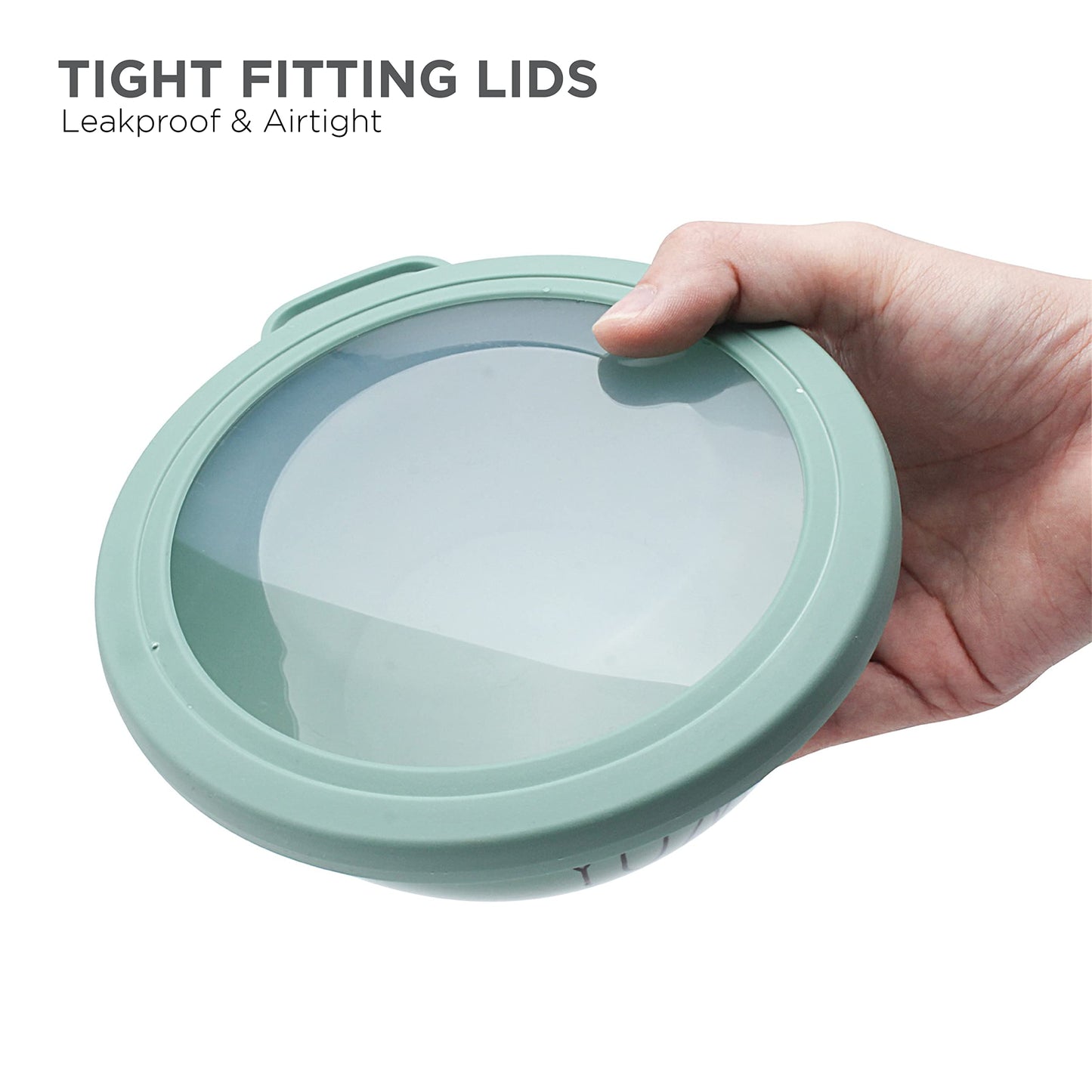 Rae Dunn Mixing Bowls with Lids - 10 Piece Plastic Nesting Bowls Set includes 5 Prep Bowls and 5 Lids (Sage)