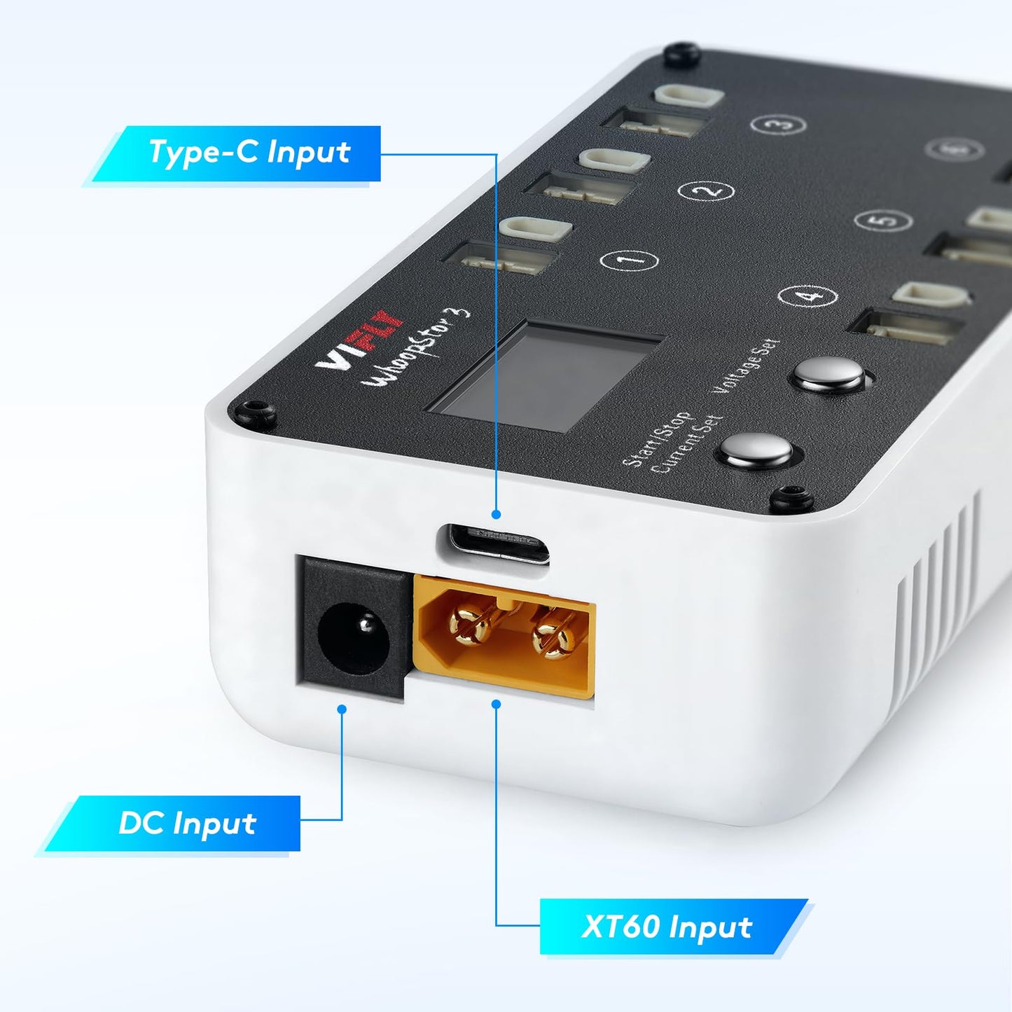 SoloGood VIFLY WhoopStor 3 V3 Battery Charger 6 Ports 1S LiPo Charger Discharger Storage Memory Function for Tinywhoop BT2.0 PH2.0 Come with AC to DC Power Adapter