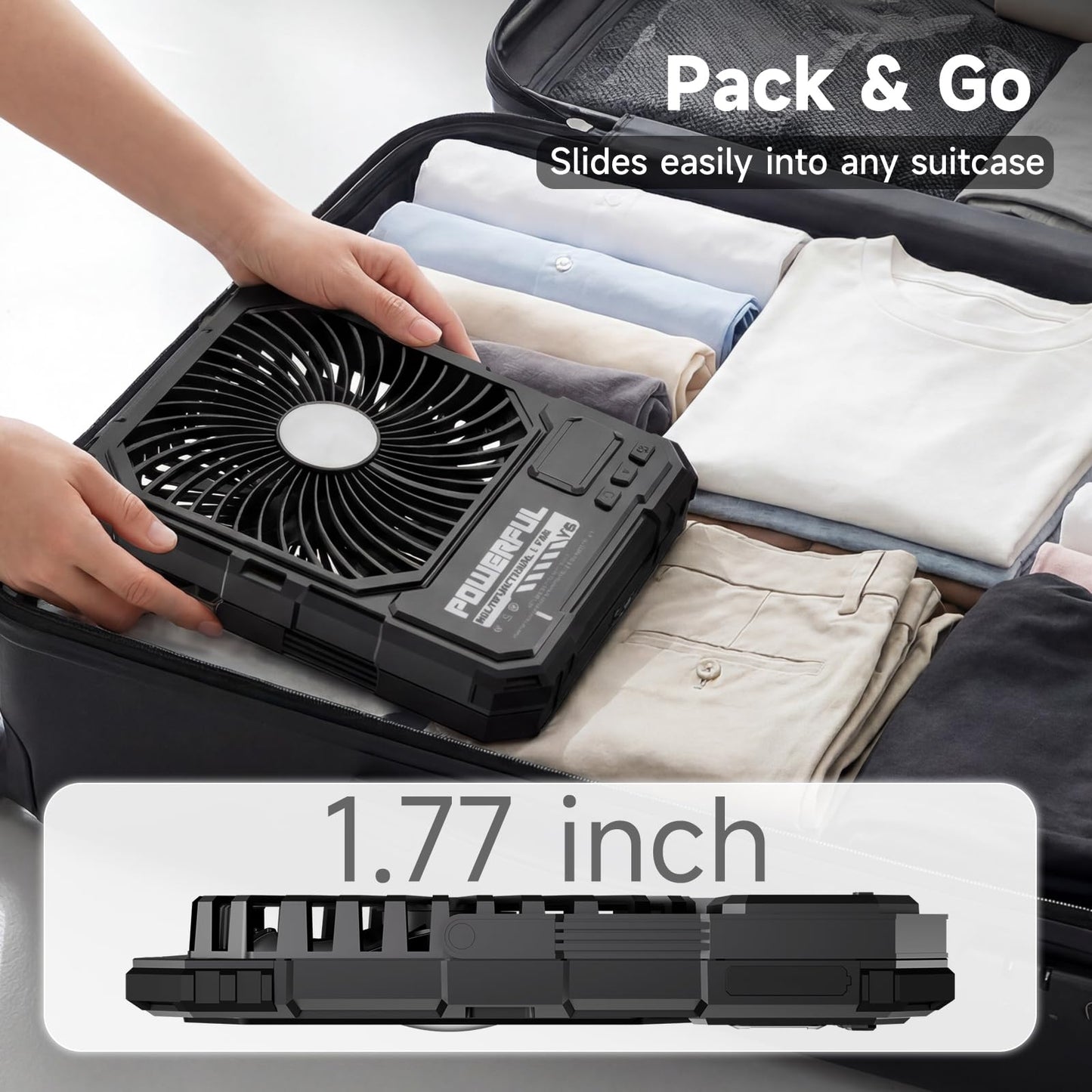 TYJONX 20000mAh Rechargeable Battery Powered Fan, Up to 85H Runtime Rechargeable Fan with LED Light, Ultra-thin Portable Camping Fan for Home, Outdoor, Tent, Travel,Cruise Ship Essentials