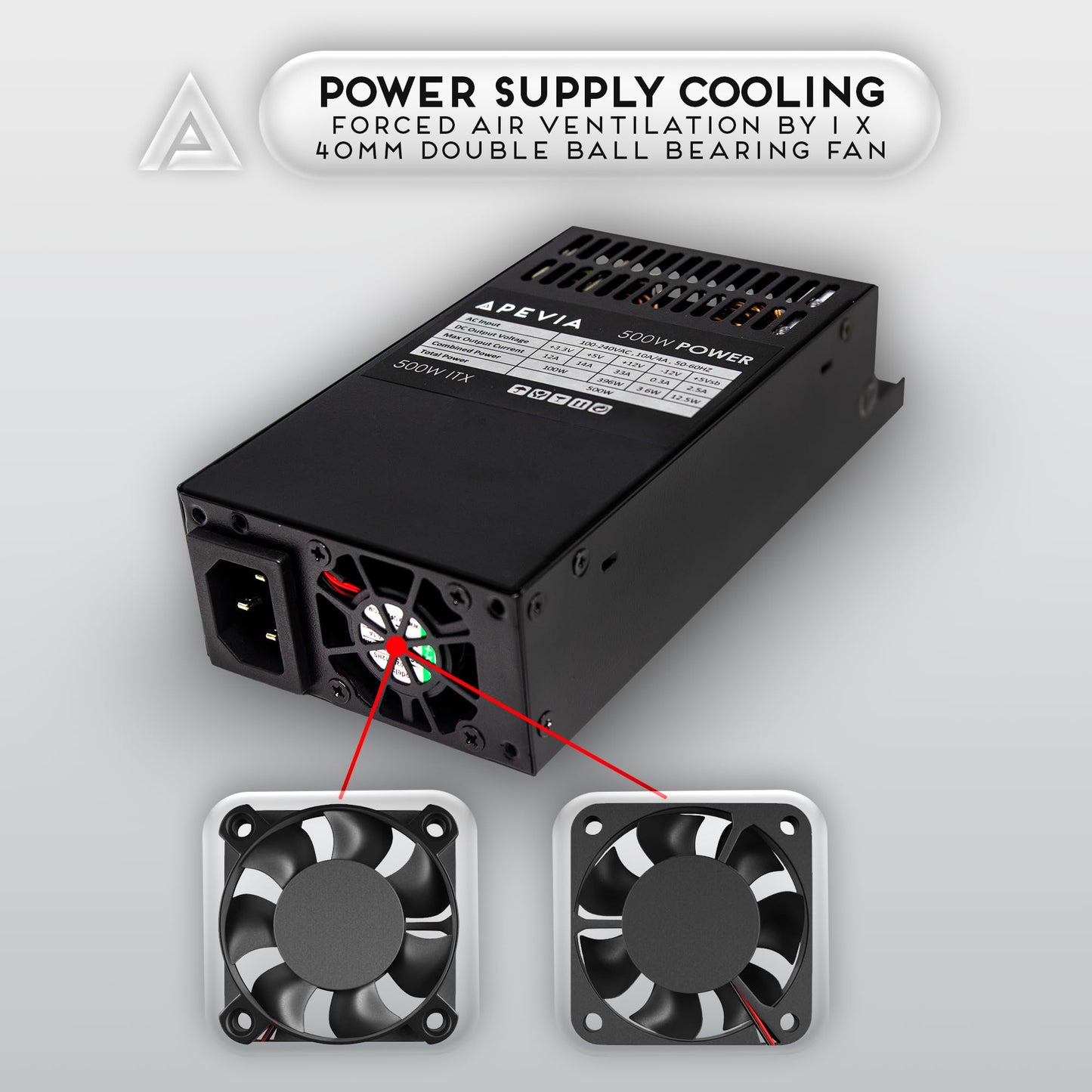 Apevia ITX-PFC500W Mini ITX/Flex ATX / 1U 500W Fully Modular Power Supply, Full Range Active PFC 90-264V, AC for POS AIO System Desktop Gaming Server Small Form Factor (Flex ITX) Computer PSU