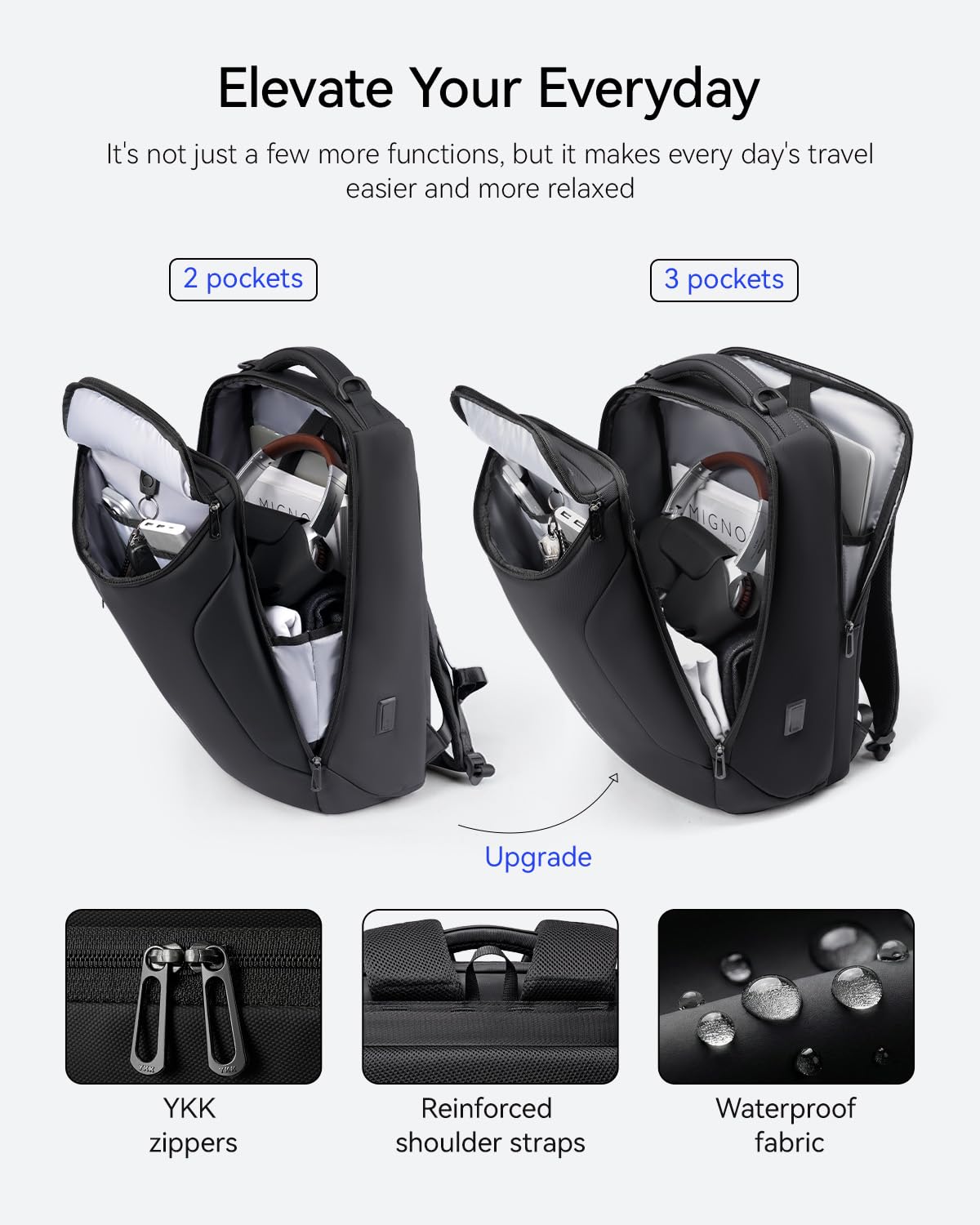 MARK RYDEN Business Backpack for Men, 17.3 Inch Tech Waterproof Laptop Backpack with USB Charging Port, Professional Work Backpack for Travel, Office, College, Commuting, Hiking
