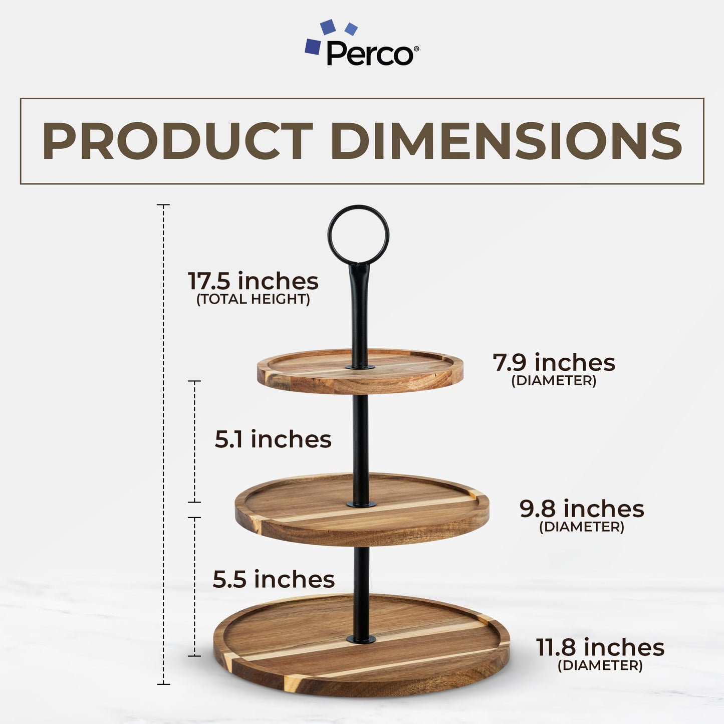 Perco Cupcake Stand, 3 Tier Wooden Tiered Display Stand for 20 Cupcakes – Wood Dessert Table Display Set, Tiered Serving Tray for Weddings, Birthdays, Baby Showers & Events