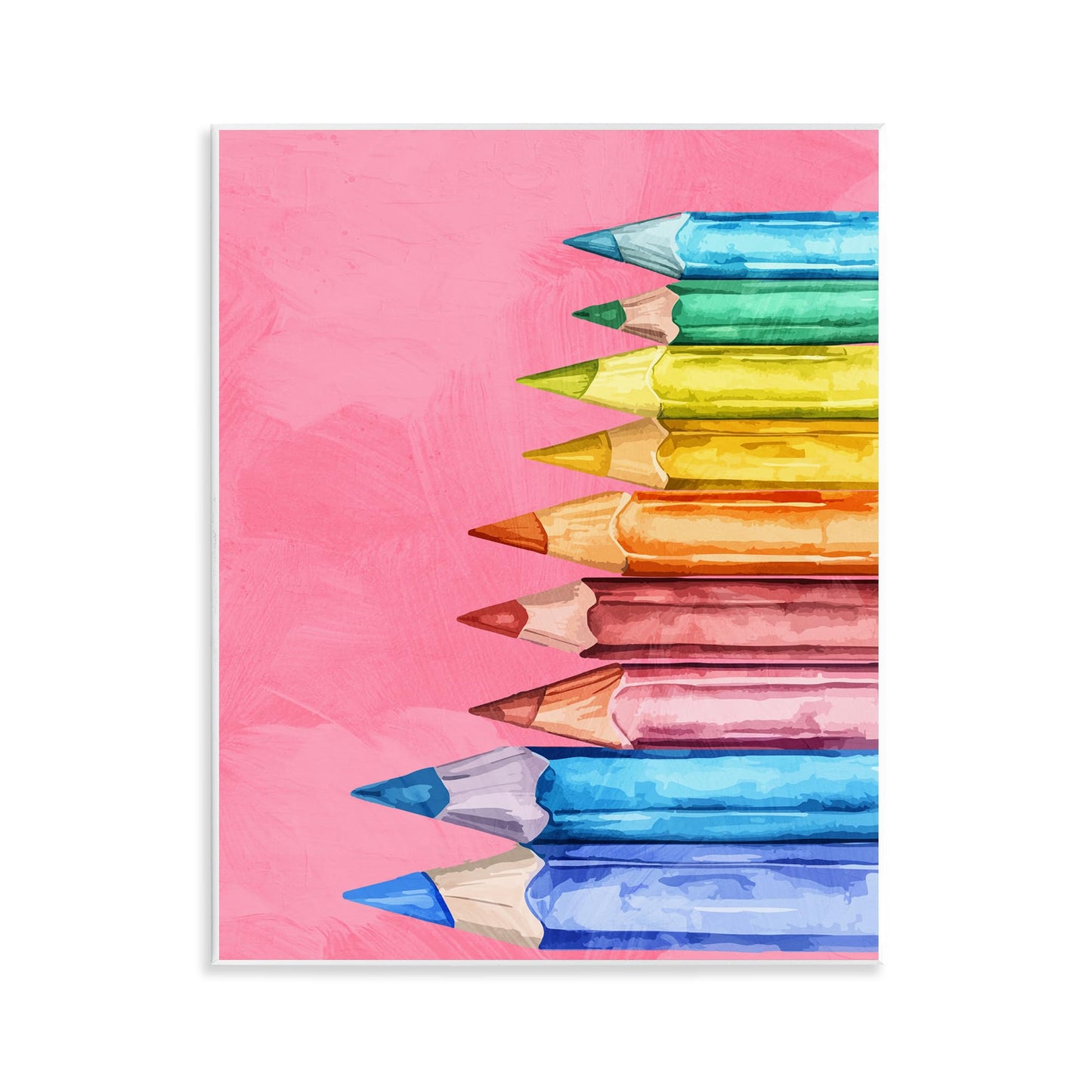 Stupell Industries 'Vibrant Pencils on Pink', Wall Plaque Art, 11 x 14 Inches, Easy to Hang and Sturdy, Made in USA, by Kim Allen