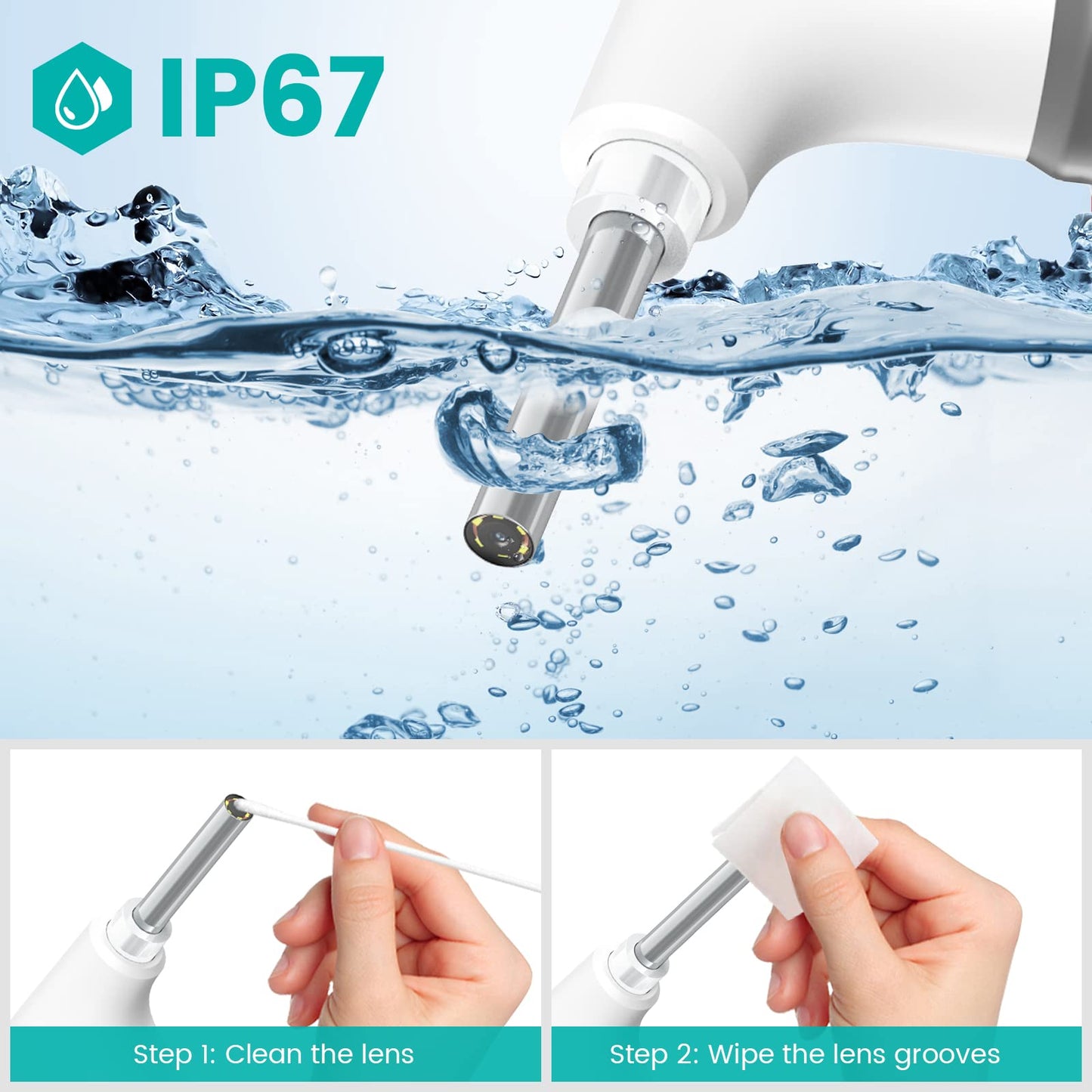 ScopeAround Otoscope with Light, Ear Camera with Dual View, 720pHD WiFi Ear Scope with 6 LED Lights, 3.9mm Lens Otoscope Camera for Kids and Adults, Ear Scope Compatible w/Android and iPhone
