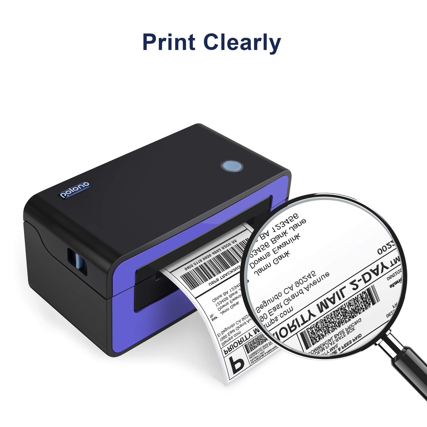 POLONO Genuine 4" x 6" Direct Thermal Shipping Label, Thermal Label (Pack of 1000), Perforated Fanfold Labels Compatible with POLONO PL60 and PL70E Label Printer, BPA & BPS Free, Commercial Grade