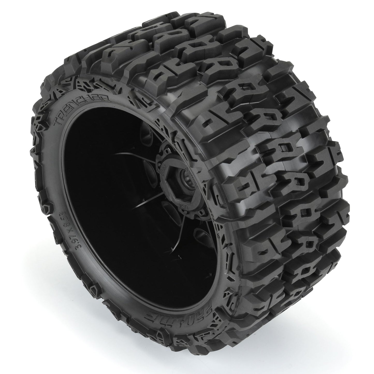 Pro-Line Racing Trencher 5.7in Tires Mounted on Raid Black 8x48 Removable 24mm Hex Wheel 2 for X-MAXX KRATON 8S & Other Large Vehicles Front or Rear PRO1024010
