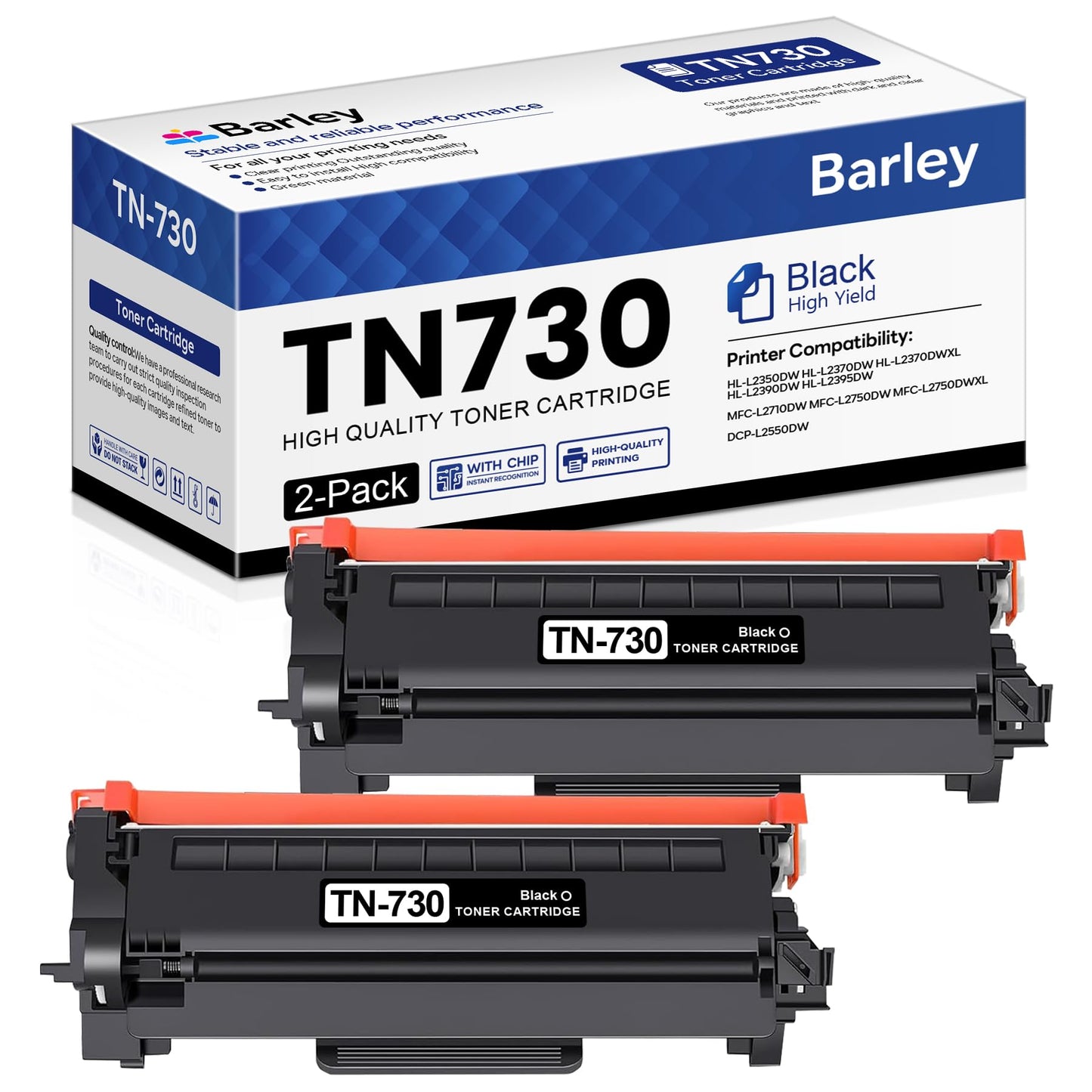 TN-730 TN730 Compatible TN-730 TN730 Toner Cartridge Black Replacement for Brother TN730 TN-730 DCP-L2550DW MFC-L2750DW MFC-L2710DW Toner Printer (2-Pack).