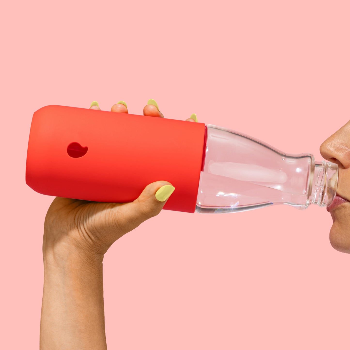 S'well Glass Original Water Bottle, 18oz, Radiant Coral, Borosilicate Glass Bottle With Protective Silicone Sleeve, Zero Plastic, Leakproof, BPA Free