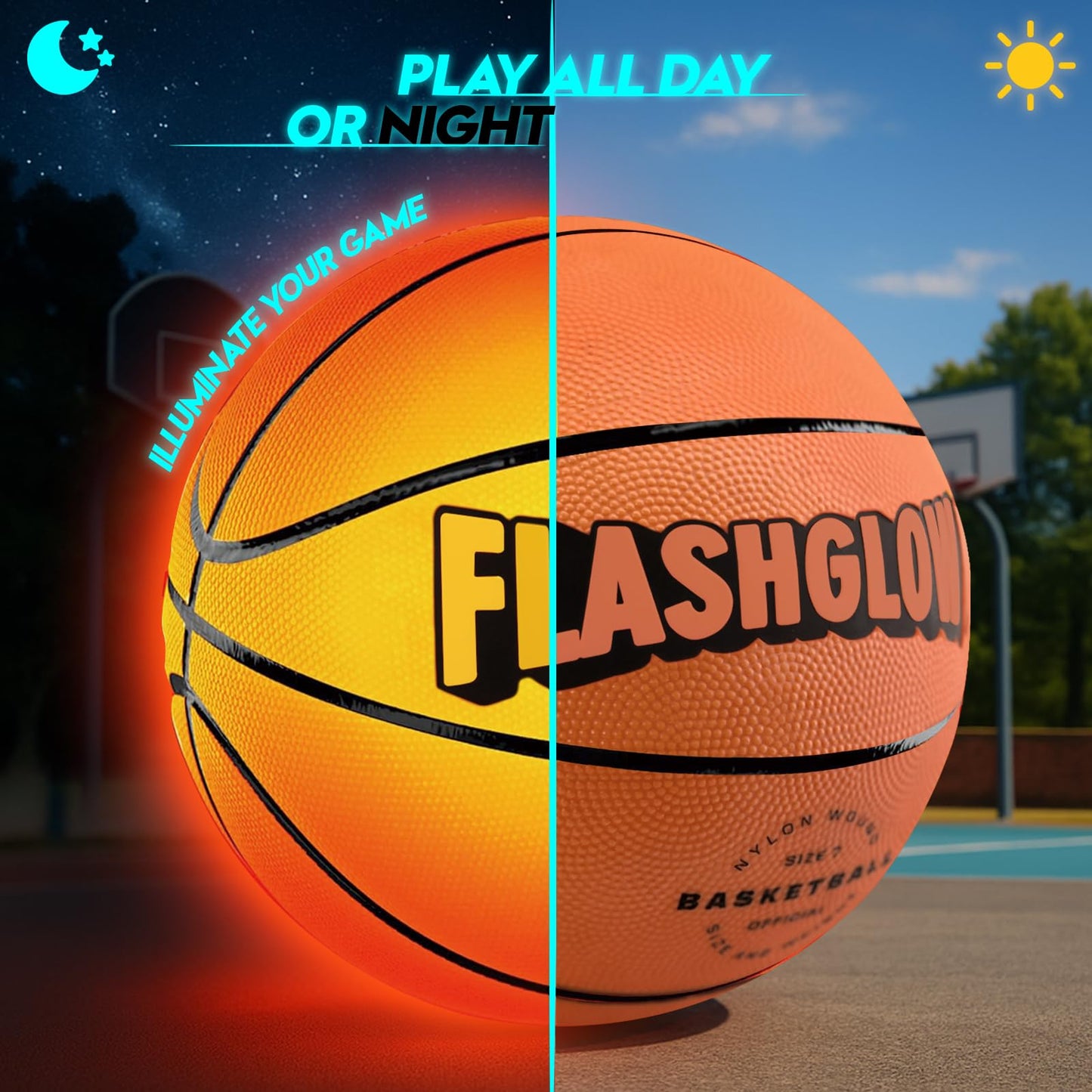 Light Up LED Basketball For Teen Boys: Cool Nighttime Ball Game Gifts For Birthday Christmas Easter – Glow In The Dark Sports Toy – Size 7 Outdoor Rubber Ball For Boys Girls Ages 8 9 10 11 12 13 14 15