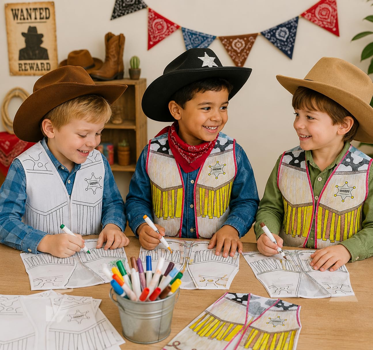 Fun Express Color Your Own Western Vest - Craft Kits - 12 Pieces