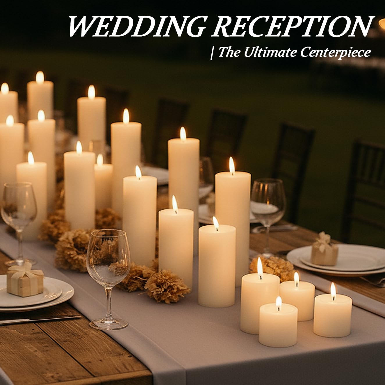 Trxvxo 18 Pcs Ivory Pillar Candles Bulk Set，Hurricane Candles，3 Different Lengths 2 x 3/4/6 Inch (6 Each)，Dripless Unscented Smokeless，Gives You a Better Atmosphere When Organizing an Event Party.
