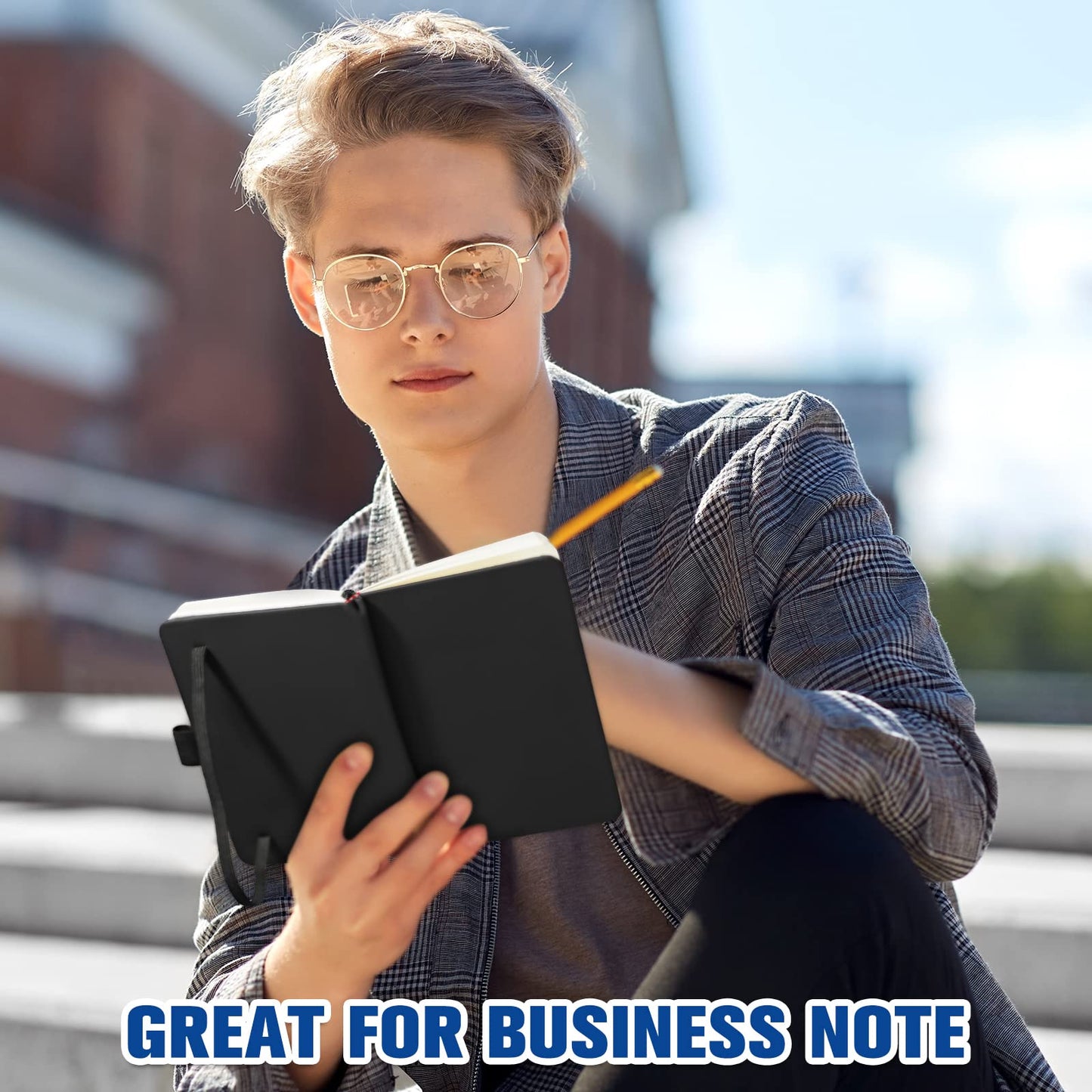 Laumoi 40 Pack Pocket Notebook Journals A6 Mini Hardcover Journal PU Leather Lined Notebook 3.5 x 5.5 In Small College Ruled Notepad with Pen Holder for Writing Office School Supplies (Black)