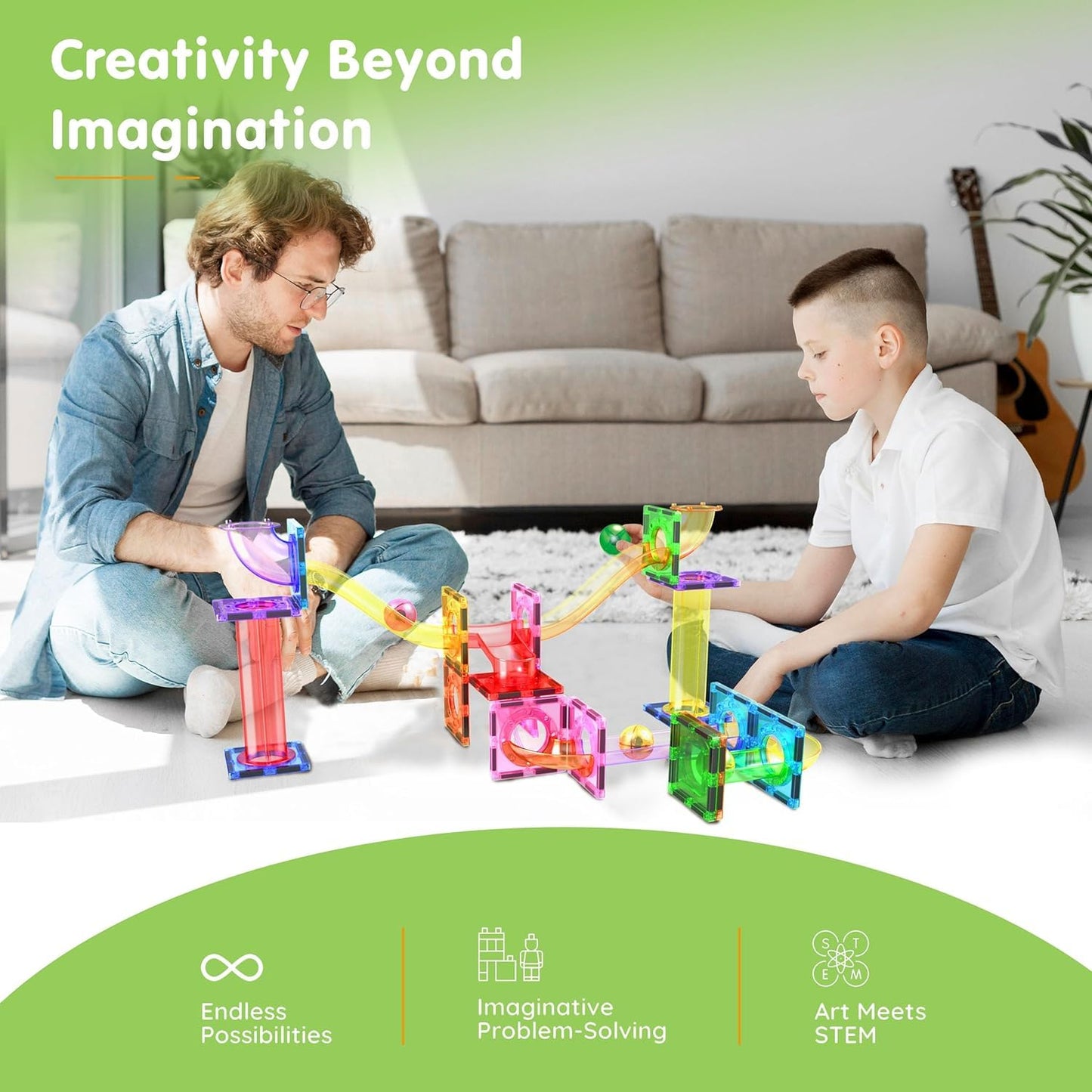 PicassoTiles® 40pc Marble Run Building Blocks PTG40