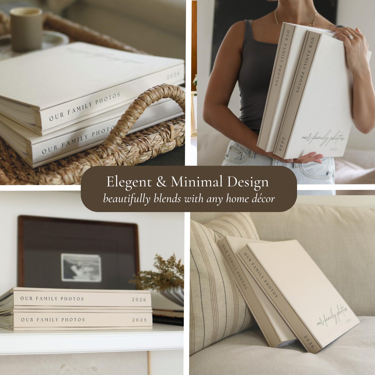 Family Photo Album 4x6 Pictures - Large Linen Picture Book 400 Horizontal & Vertical Pockets - Personalized Scrapbook Memory Book For Baby, Kids, Vacation, Couples, Anniversary