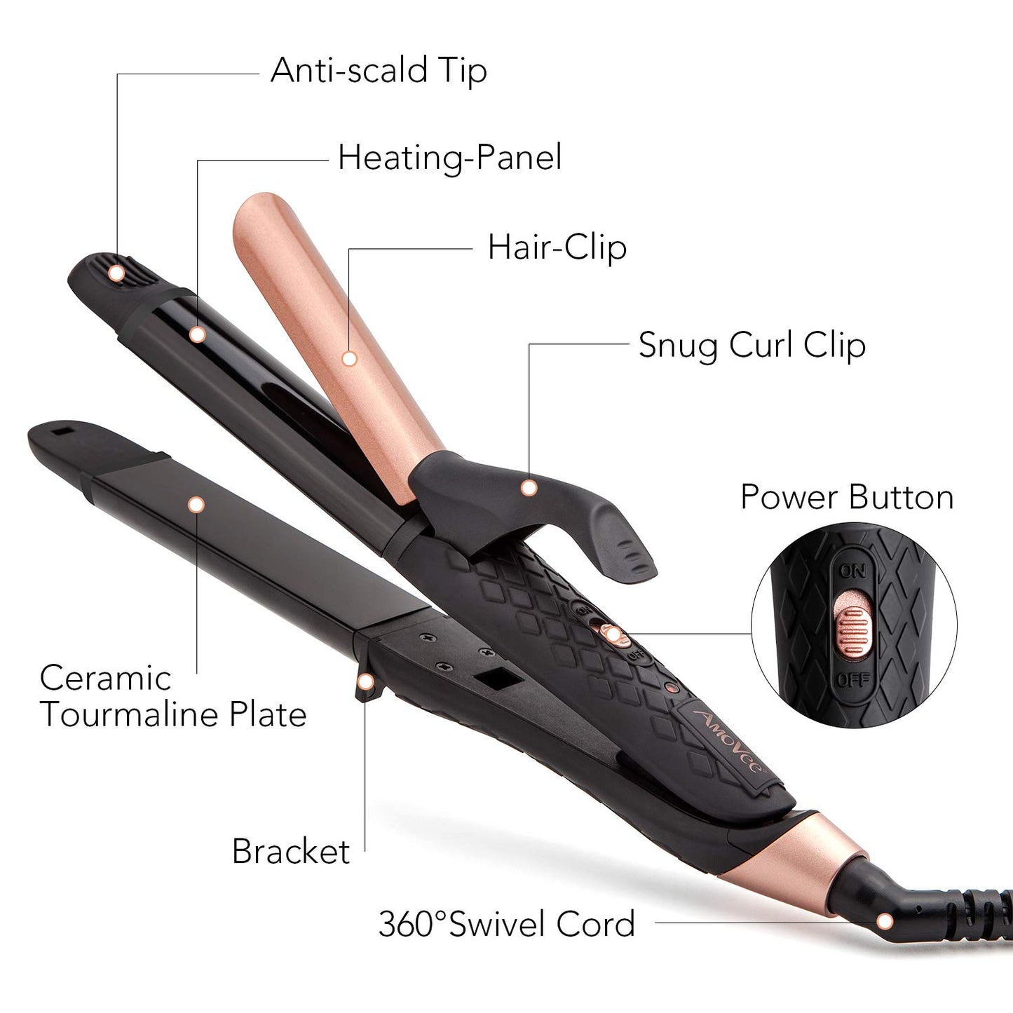 Dual Voltage Curling Iron, 2-in-1 Travel Curling Iron, 1 inch Dual Voltage Flat Iron, European Travel for Women (Black)