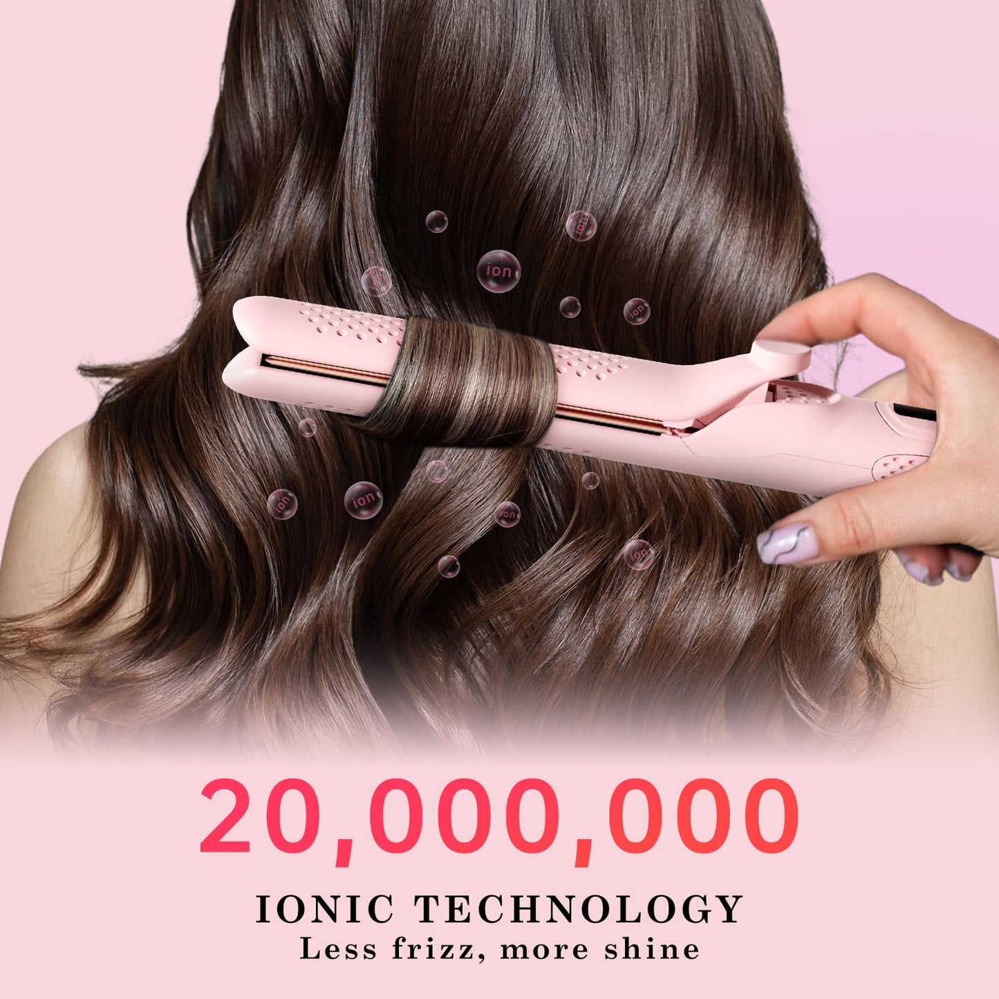 Hahahope Hair Straightener and Curler 2-in-1, 360°Airflow Styler Curling Iron, 20 Million Negative Ion Hair Care, LED Digital Display Multiple Temp, Auto Off, Dual Voltage