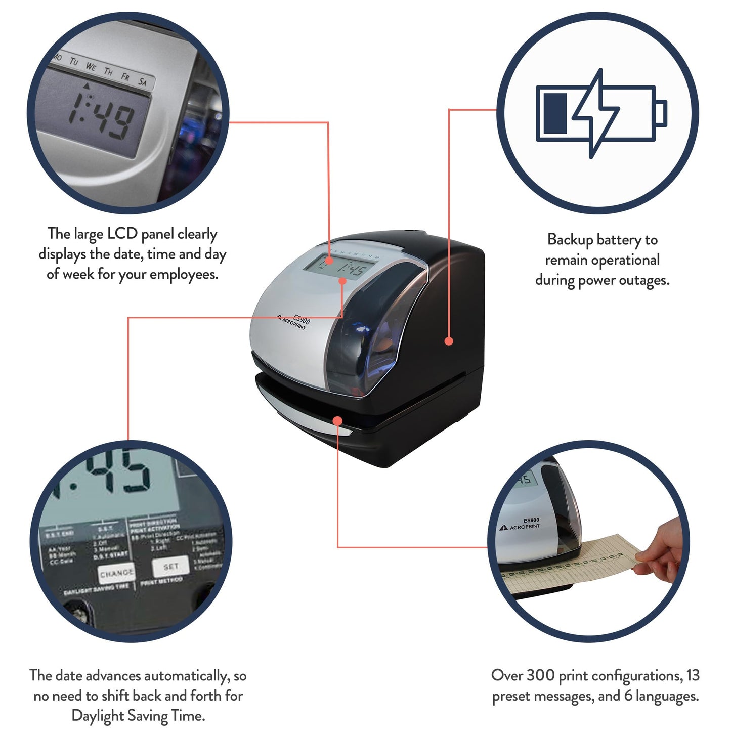 Acroprint ES900 Electronic Payroll Recorder/Time Stamp/Numbering Machine