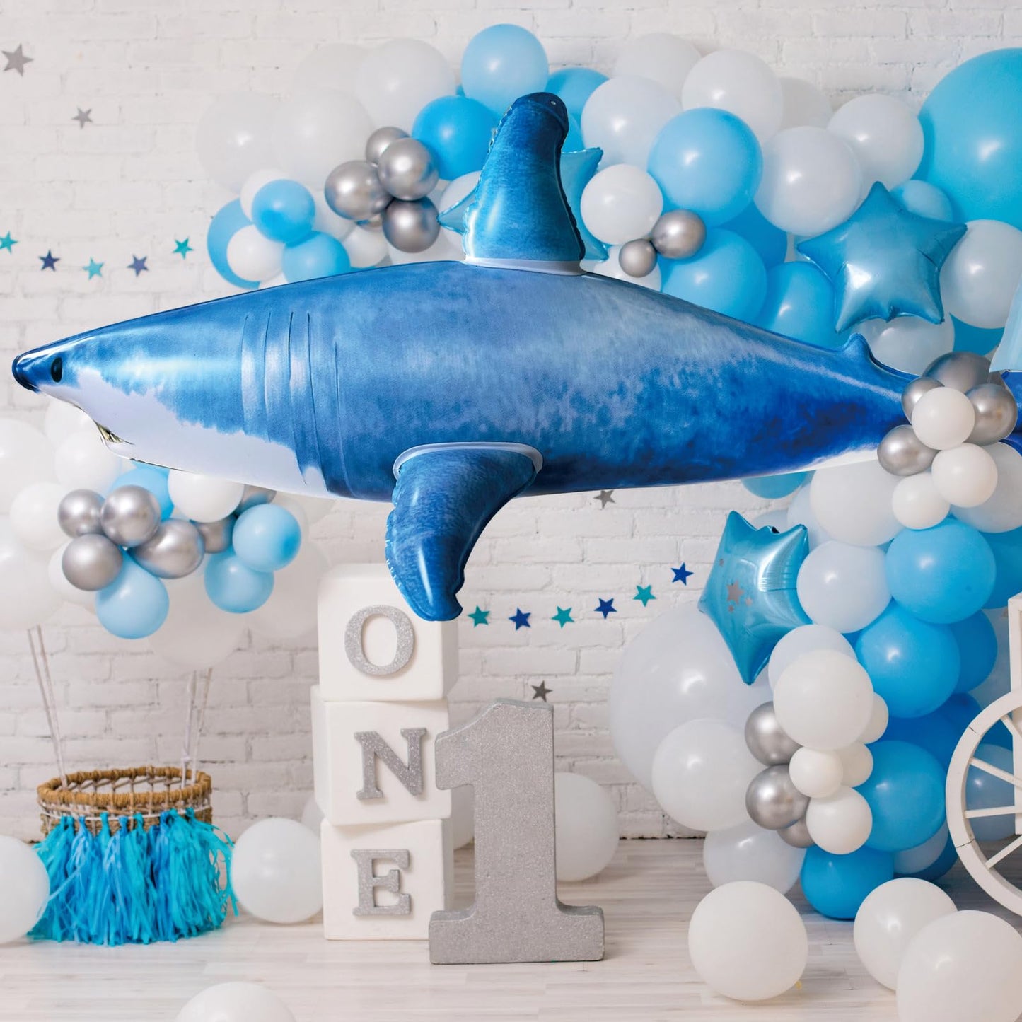 ILEISURELY Extra Large Inflatble Shark Pool Toy,79inch Shark Pool Birthday Party Decorations,Party Favors Supplies Gift for Kids Adults