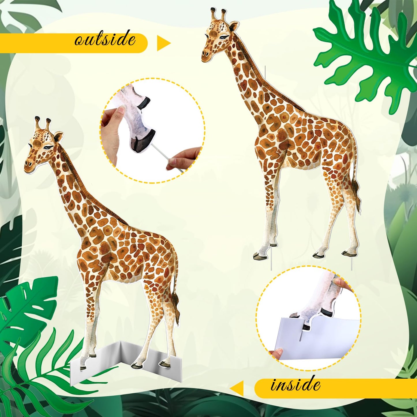 Amyhill 3 Pcs Jungle Safari Animal Cardboard Cutout Standup Life Size Safari Birthday Party Decorations Lion Giraffe Zebra Cardboard Cutouts for Baby Shower Birthday Party Photo Backdrop Favors
