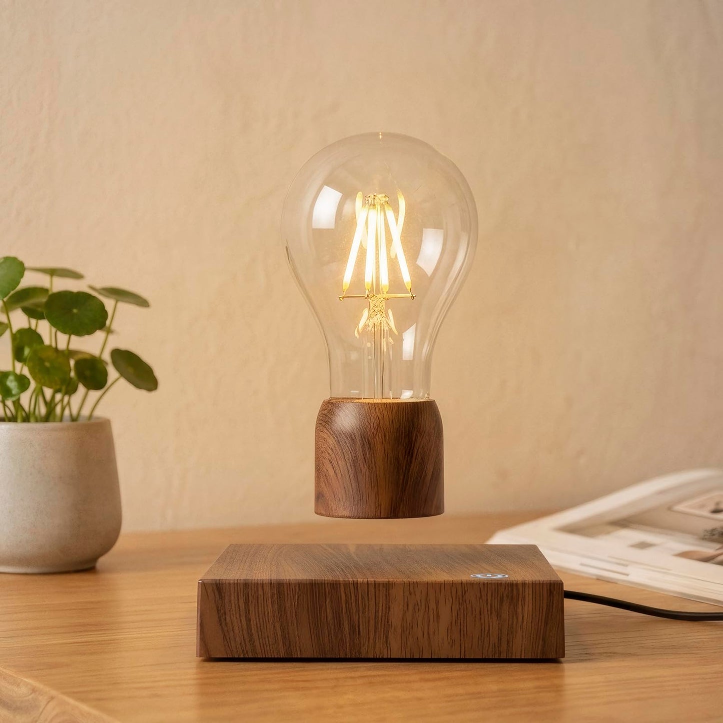 exekoml Magnetic Levitating Floating Wireless LED Light Bulb Desk Lamp for Unique Gifts, Room Night Light, Home Office Decor Tech Toys