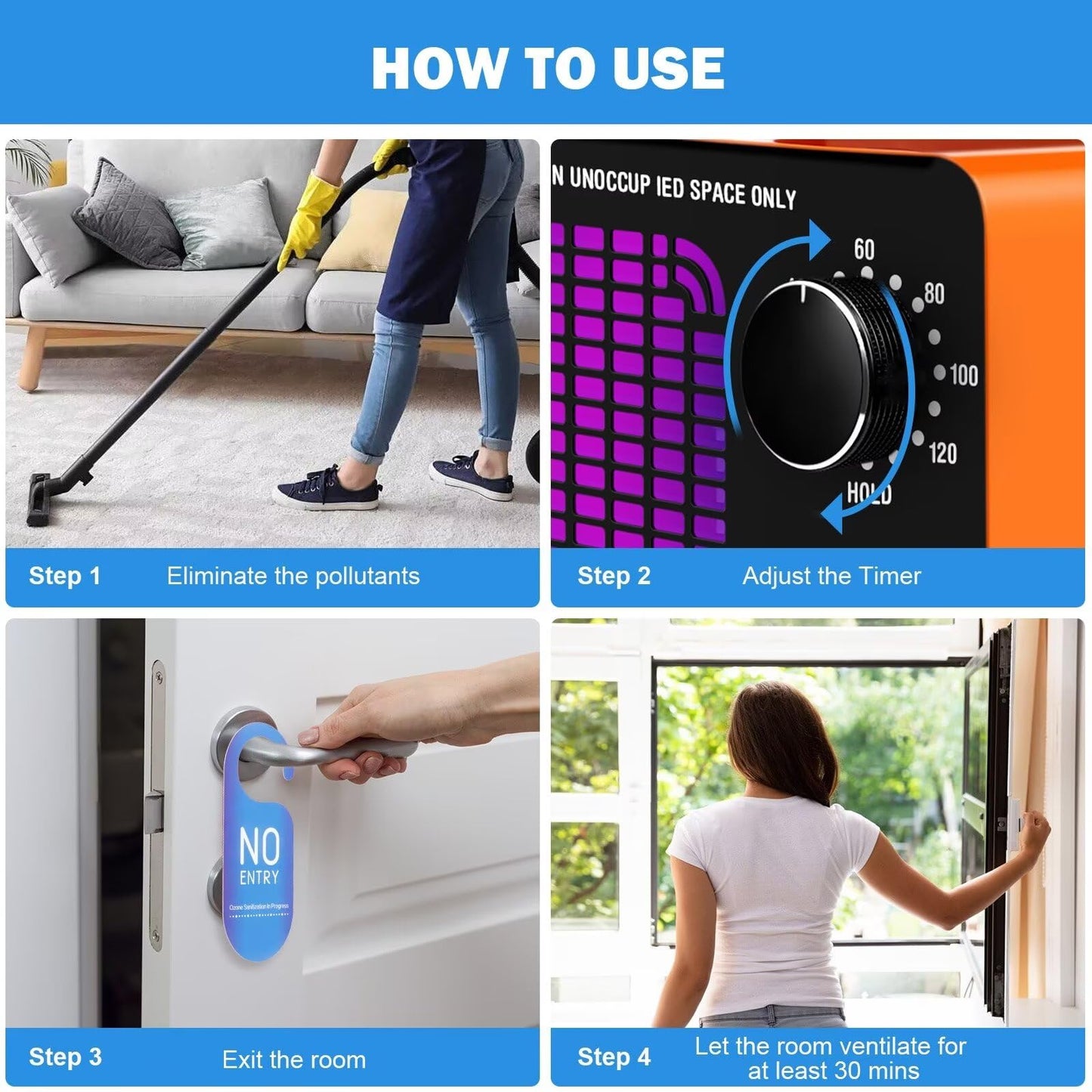 Ozone Generator 60,000mg/h, Ozone Machine Odor Removal Ozone Odor Eliminator Ozonator Air Ionizer Deodorizer for Home/Car/Smoke/Pet Odor