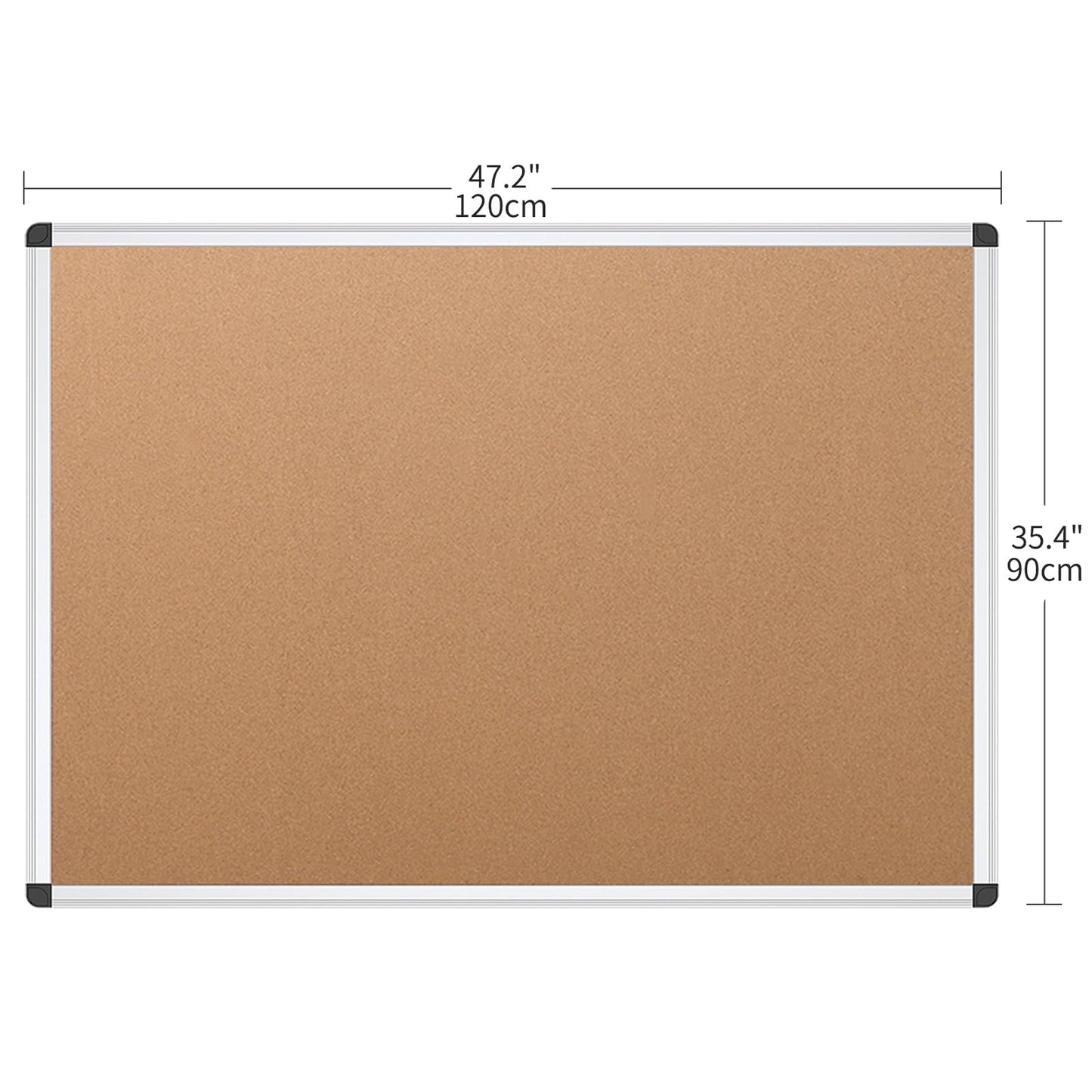 VIZ-PRO Cork Notice Board, 48 X 36 Inches, Pack of 2, Silver Aluminium Frame