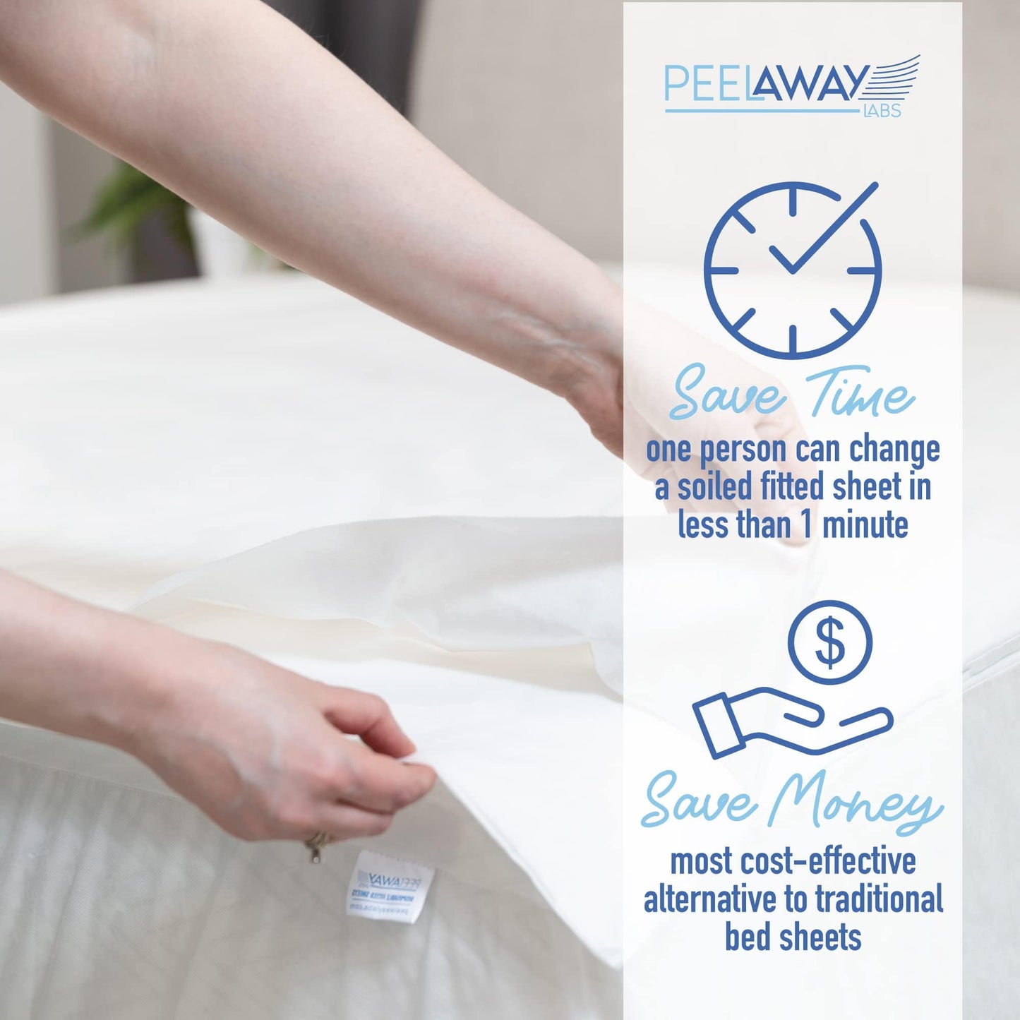 PEELAWAYS Disposable Fitted Bed Sheets Mattress Pad Protector – 100% Waterproof Designed Especially for Incontinence – Luxuriously Soft – Change in Under 60 Seconds (King - 5 Layer)