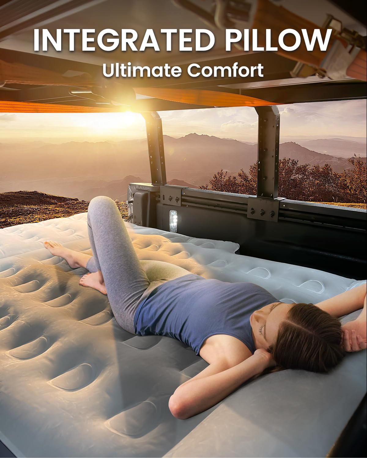 GOTIDY Short Truck Bed Air Mattress 5-5.5ft for Mid-Size Pickup with Tailgate Extension, Truck Bed Mattress for Tacoma Jeep Gladiator JT,Wired Air Pump, Oversized Carry Bag, Integrated Pillow
