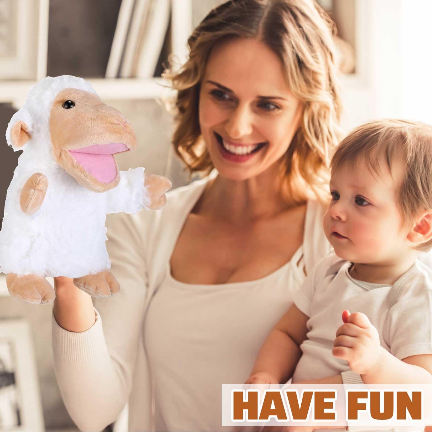 Liliful 6 Pieces Animal Hand Puppets Kids with Working Mouth Animal Puppets Toddler Plush Toy for Show Theater Birthday Easter Basket Stuffers(Farm Animal)