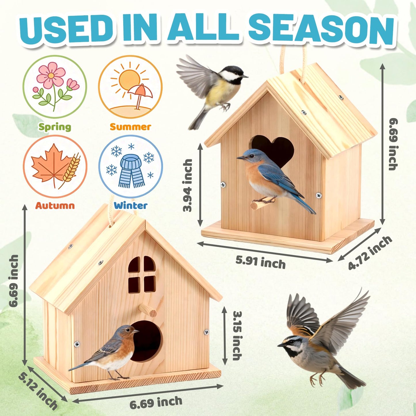 AluAbi 4 Pack DIY Bird House Kit, Thickened Wooden Birdhouse Crafts for Kids with Paints Brushes Screwdriver, DIY Arts and Crafts for Children, DIY Birdhouse Set for Halloween Christmas Birthday